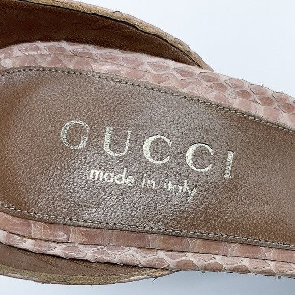 Gucci Gucci Snake Pattern Kitten Heel Ankle Strap Leather Sandal Size US 6 / IT 36 - 10 Thumbnail