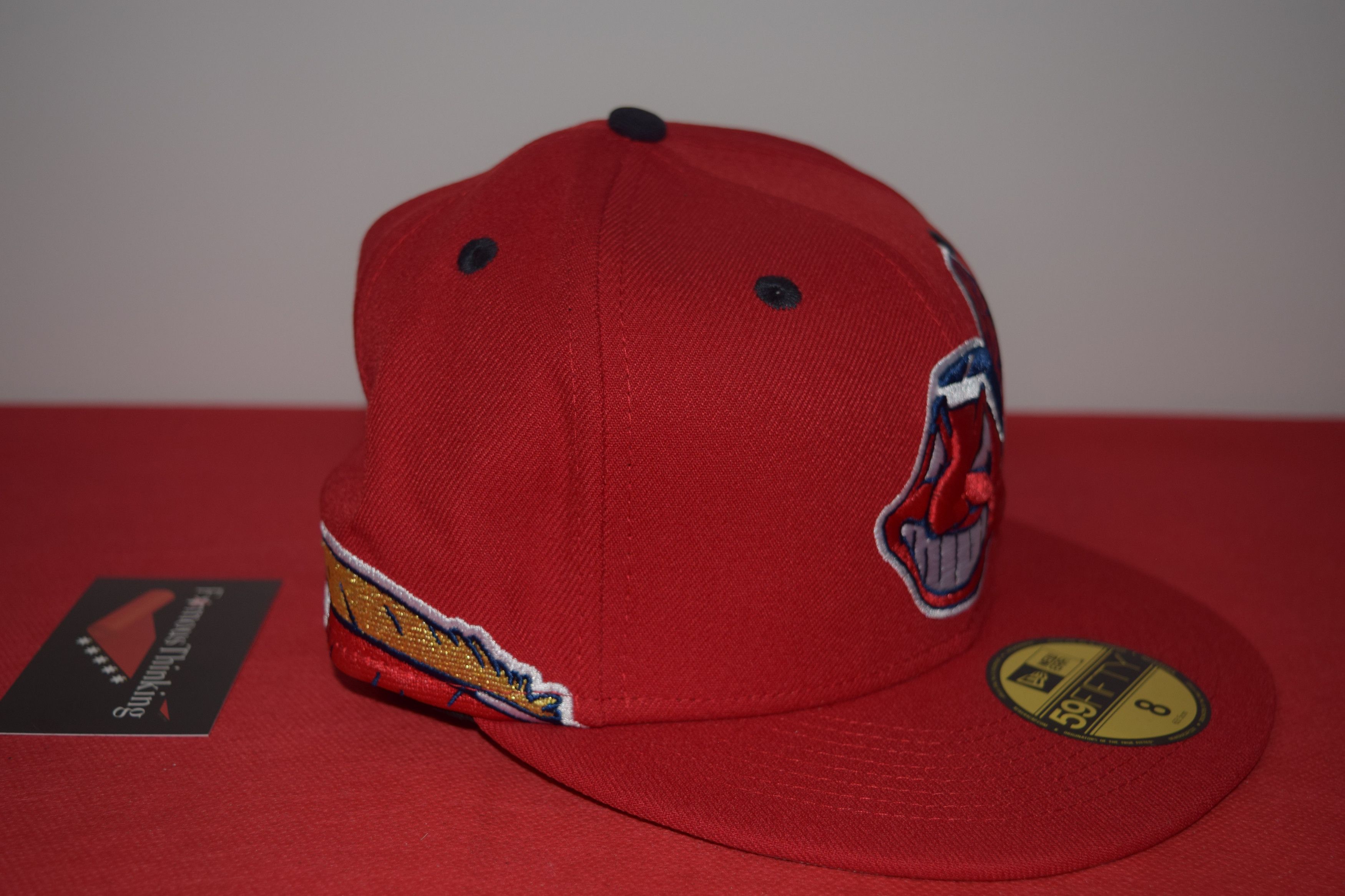 New Era New Era Cleveland Indians Chief Wahoo Red Feather Hat Size ONE SIZE - 6 Thumbnail