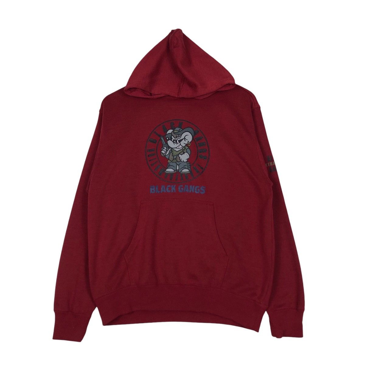 Vintage Black Gang Japanese Brand Hoodie Medium
