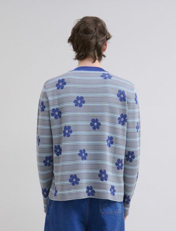 Marni o1w1db10326 Cotton Viscose Striped Jumper in Blue Size US L / EU 52-54 / 3 - 2 Thumbnail