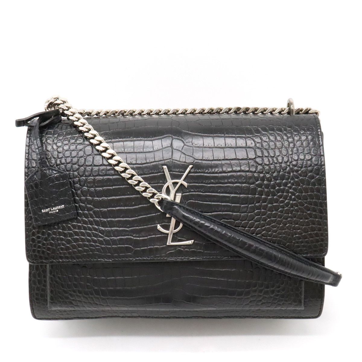 Yves Saint Laurent Yves Saint Laurent Saint Laurent Sunset Large Shoulder Bag Black Leather Shoulder Bag 498779 in Very Good Condition Size ONE SIZE - 1 Thumbnail