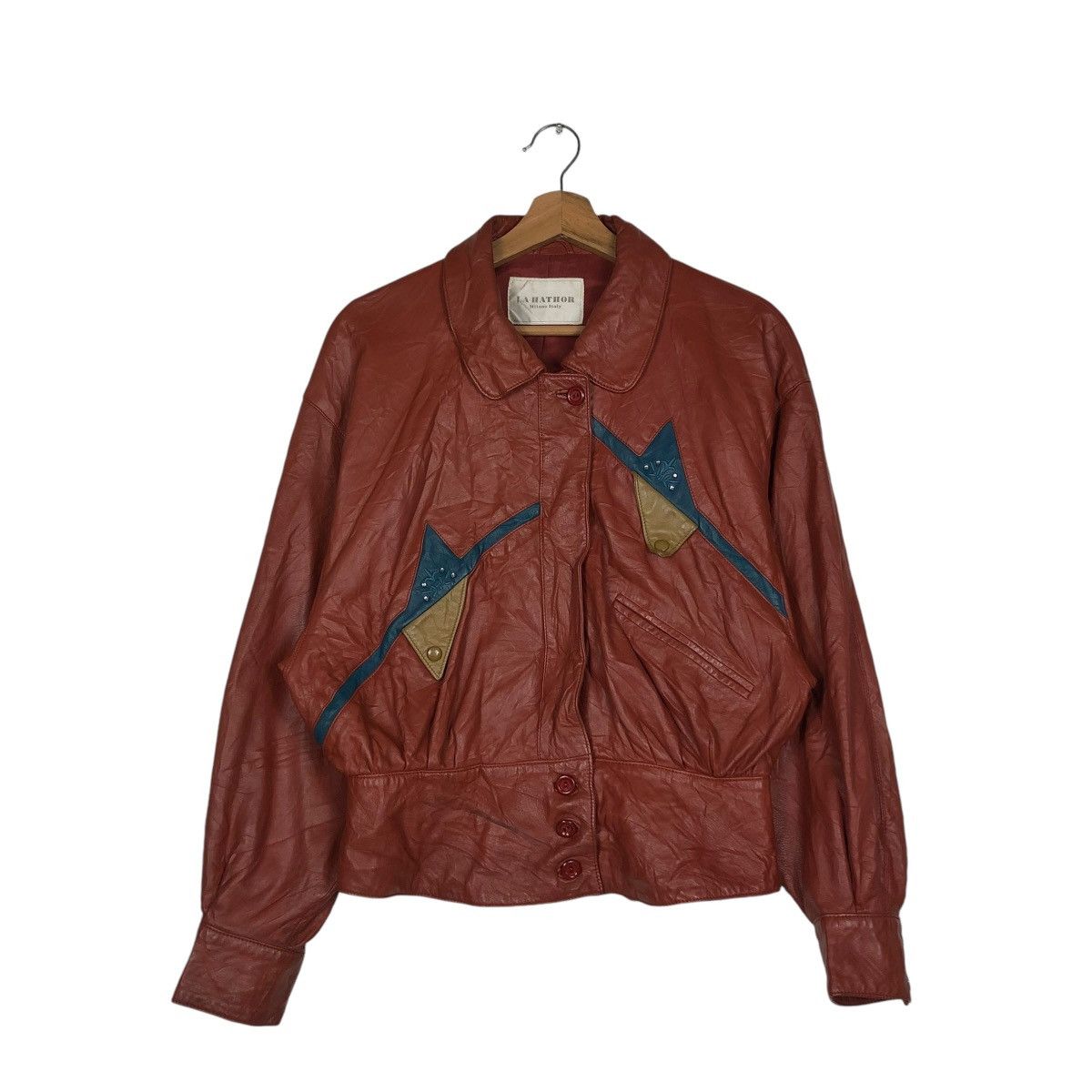 Japanese Brand 🔥VINTAGE BIKER LEATHER JACKET LA HATHOR ISSEY MIYAKE Size US M / EU 48-50 / 2 - 3 Thumbnail