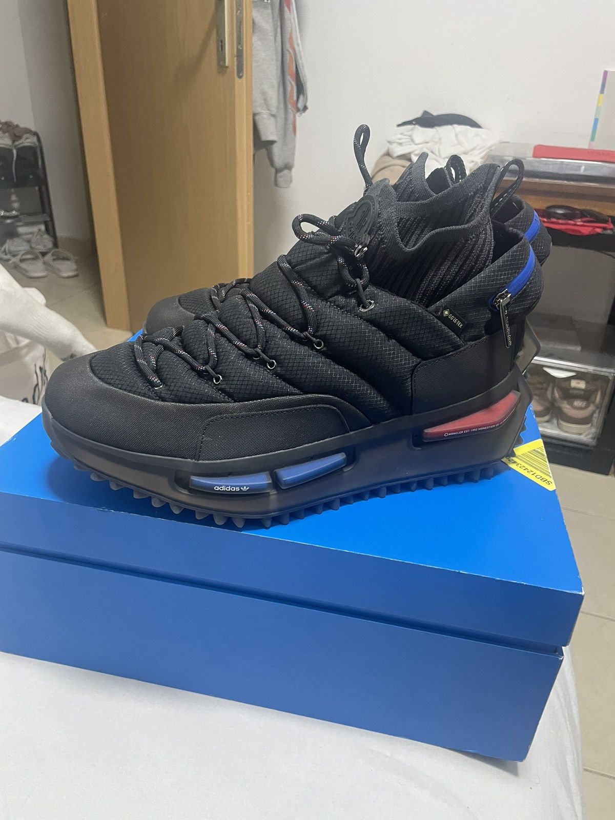 Adidas × Moncler Adidas NMD moncler triple black Size US 11.5 / EU 44-45 - 2 Thumbnail