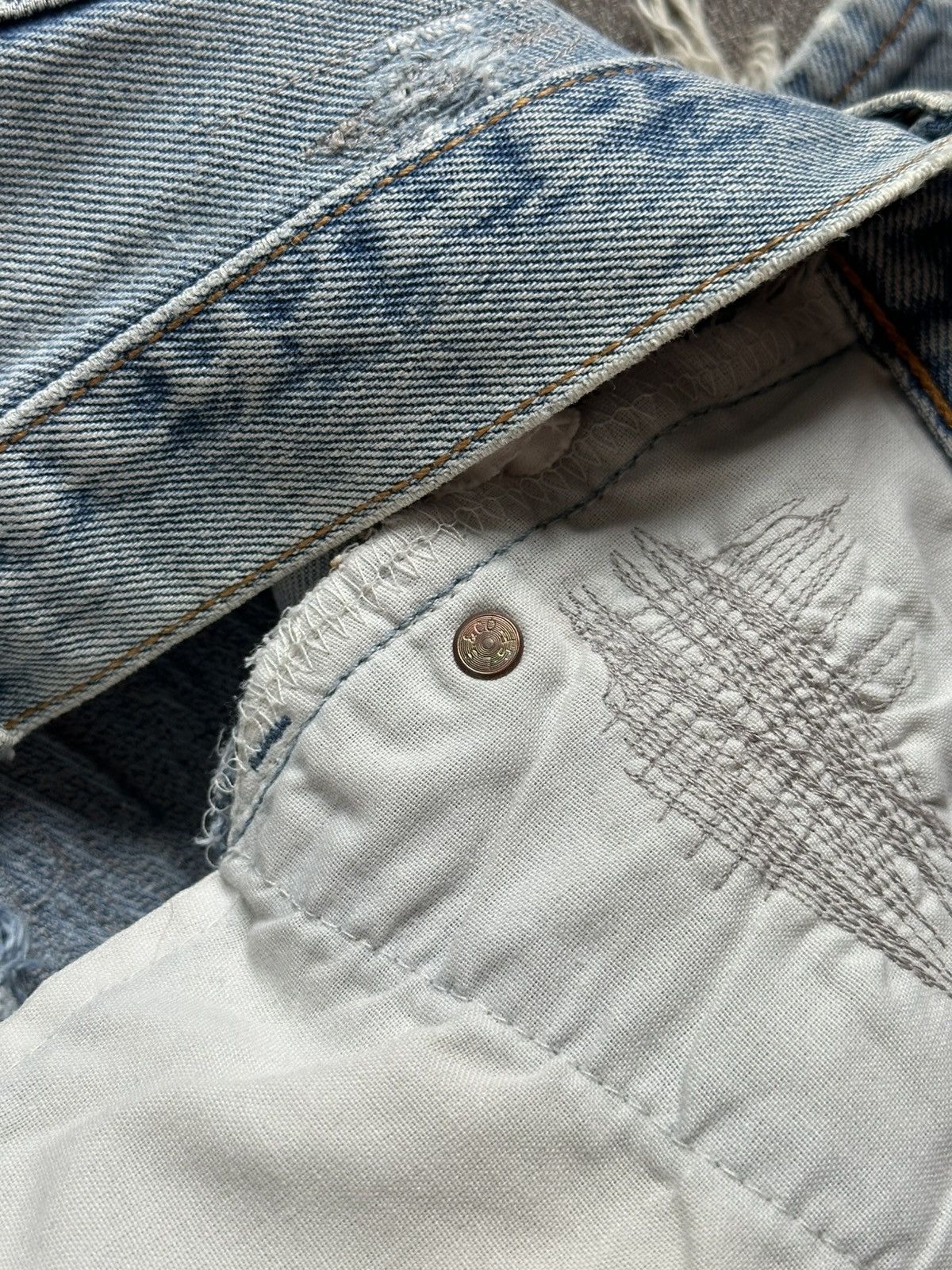 Levi's Levi's 501 repaired/stitched/sashiko distressed jeans Size US 28 / EU 44 - 15 Thumbnail