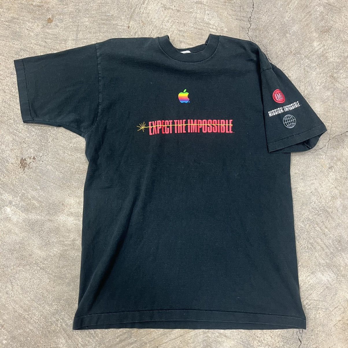 image of Vintage 1996 Apple X Mission Impossible Tshirt in Black, Men's (Size XL)