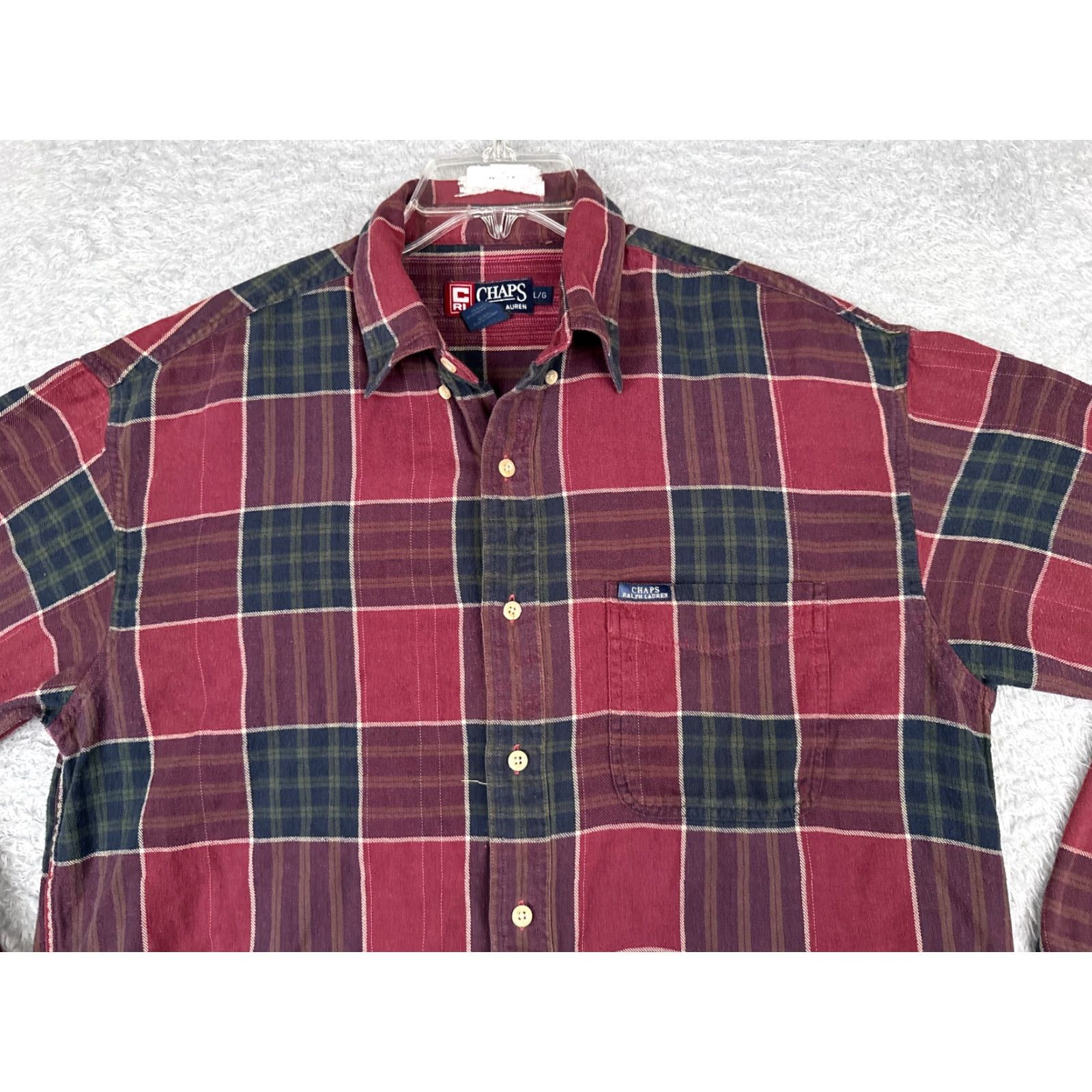 Chaps VINTAGE Chaps Ralph Lauren Shirt Men Adult Large Red Plaid Flannel 100% Cotton Long Sleeve Shirt Mens - 40 in Chest Seasonal Plaid Camping Outdoor 90s Size US L / EU 52-54 / 3 - 6 Thumbnail