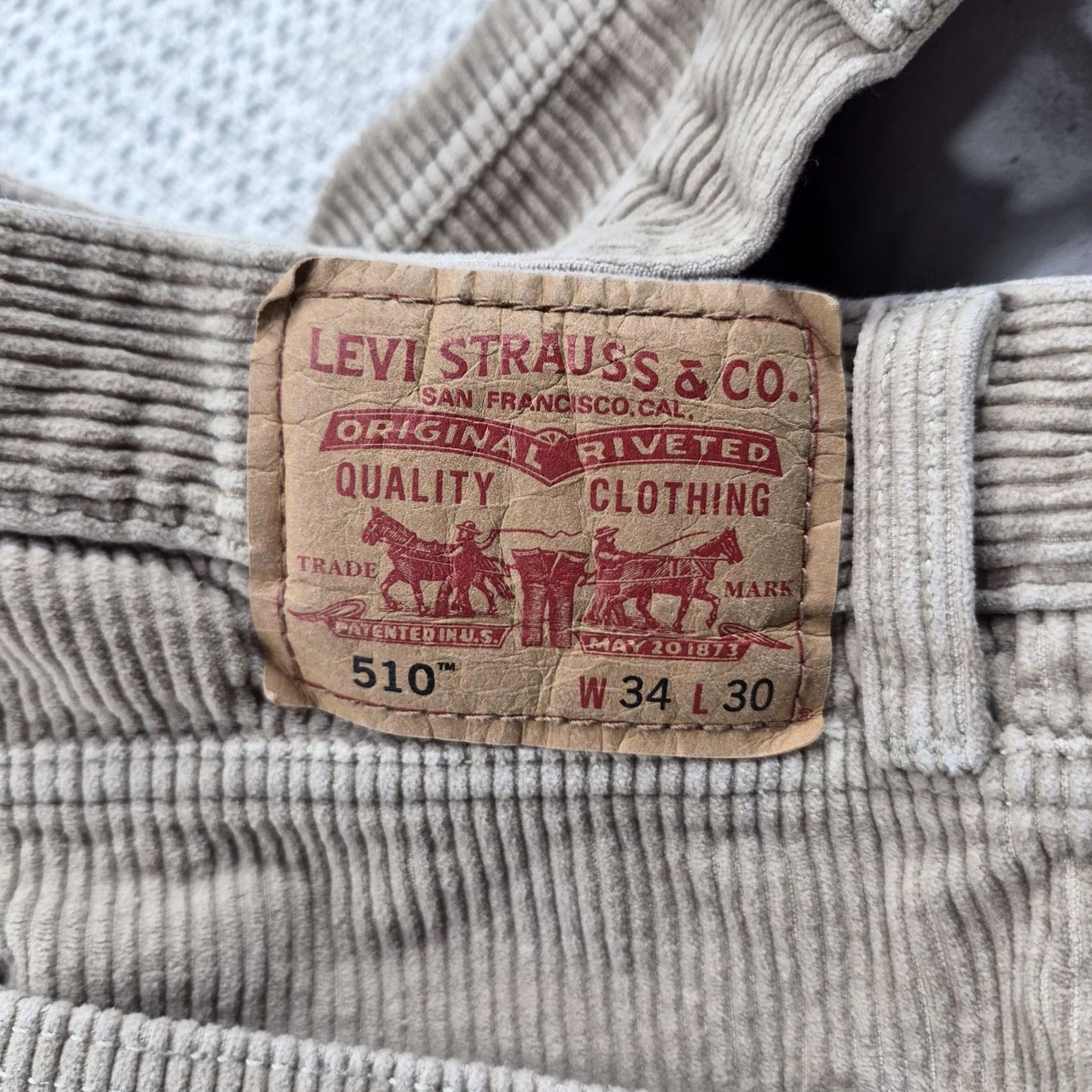 Levi's Levi's 510 Super Skinny Jeans Mens 34x30 Corduroy Beige 5 Pocket Zip Fly Denim Pants Regular Size Size US 34 / EU 50 - 4 Thumbnail