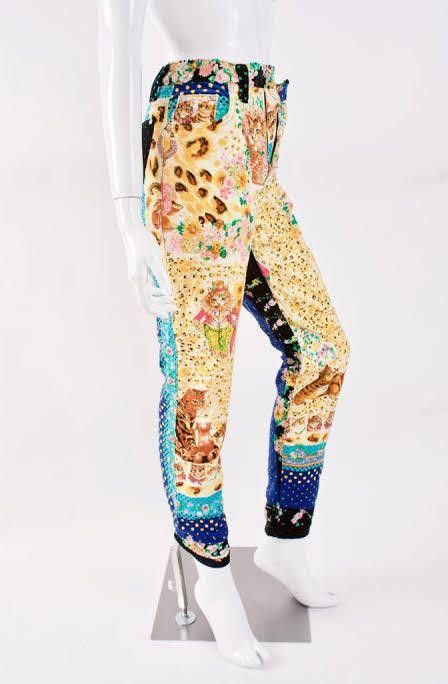 image of Versace Jeans Couture Versace Jeans Dotted Floral Cat Tiger Leopard Cat Pants, Women's (Size 28)