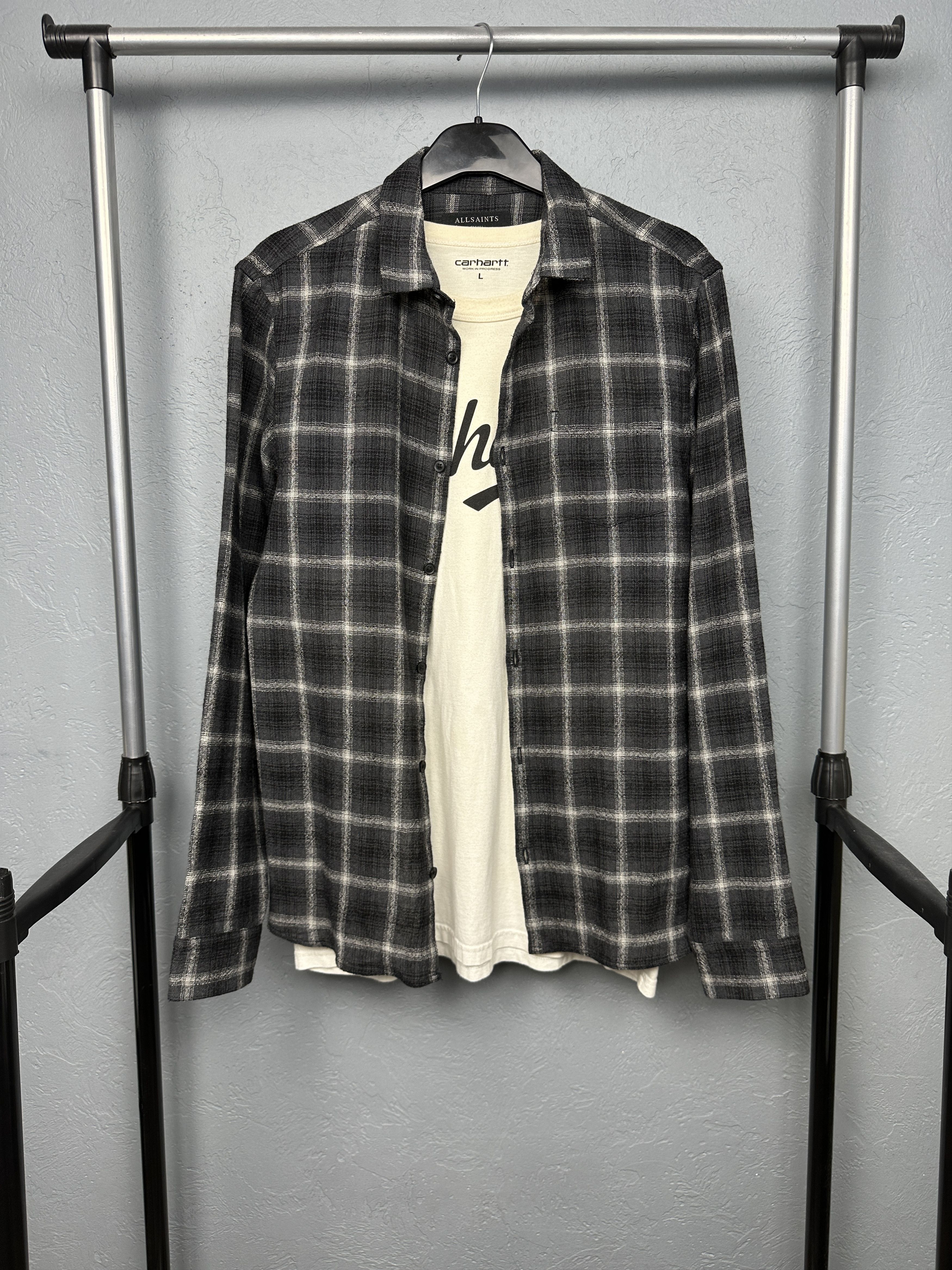 Allsaints Allsaints Mens Crenshaw Wool Flannel Plaid Shirt Size US S / EU 44-46 / 1 - 1 Thumbnail