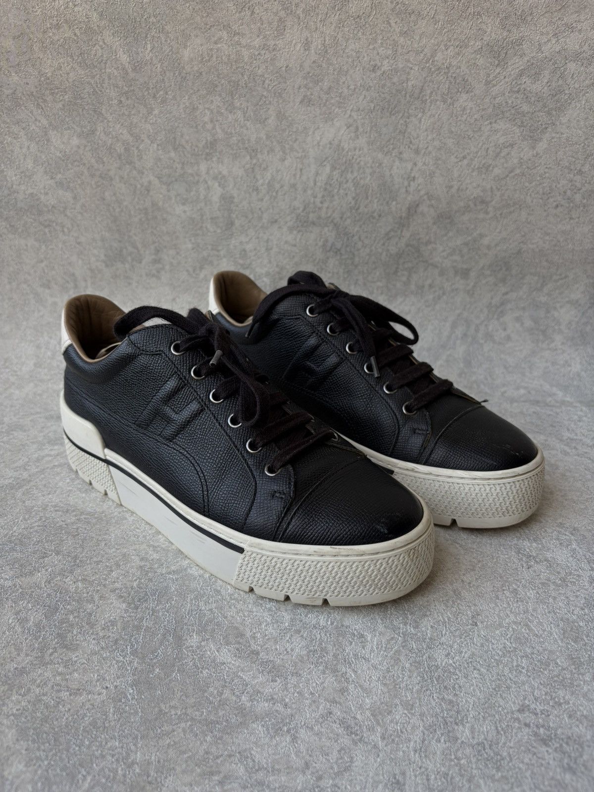 Hermes Hermes Voltage H Logo Calfskin Platform Leather Sneakers Size US 9 / IT 39 - 1 Thumbnail