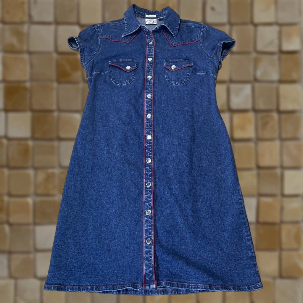 Vintage Carolina Jean Dress Size 10 Blue Stretch Snap Front Short Sleeve Womens Size 32" / US 10 / IT 46 - 1 Thumbnail
