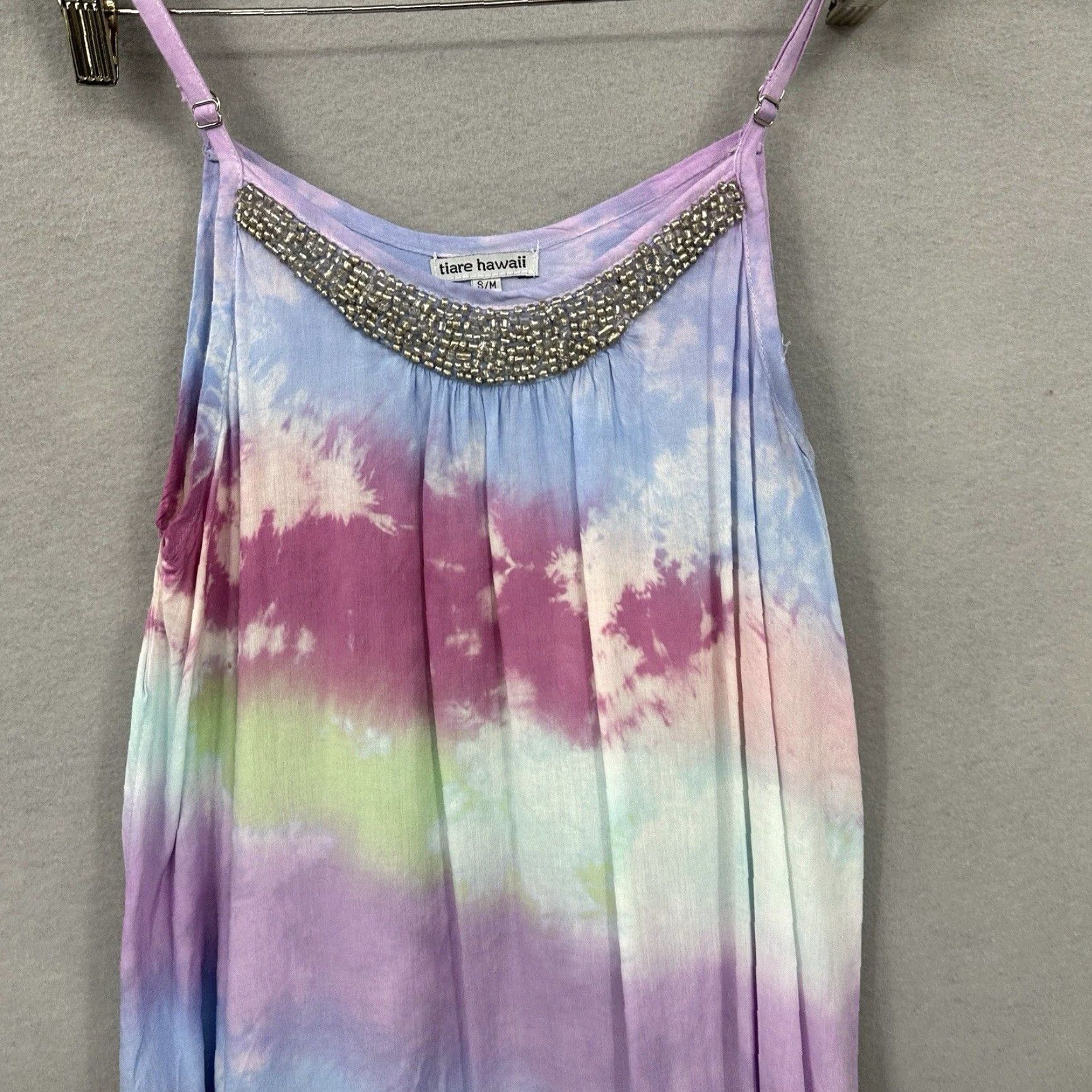 Vintage Tiare Hawaii Dress Womens S/M Tie Dye Beaded Boho Beach Cover up Summer Purple Size M / US 6-8 / IT 42-44 - 7 Thumbnail
