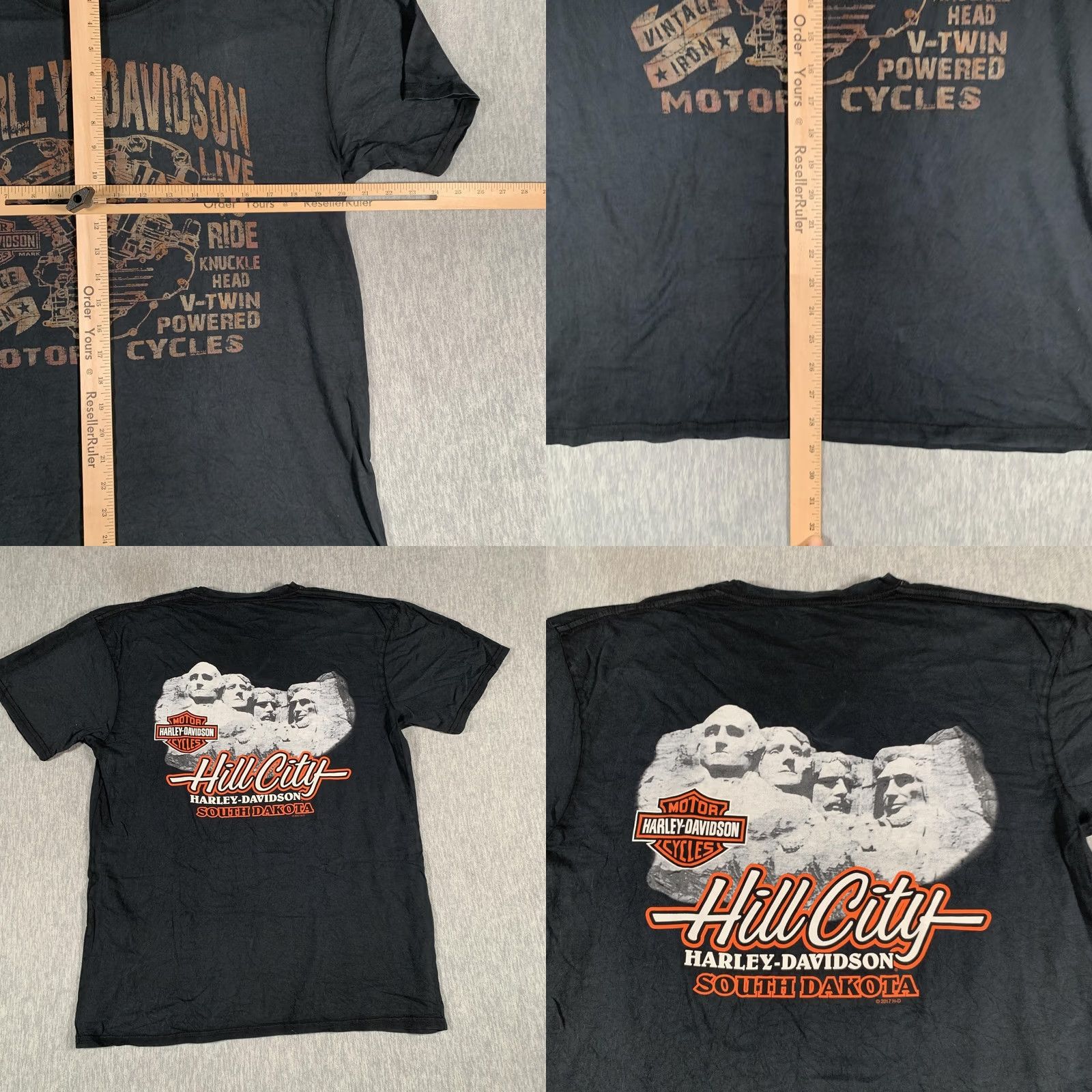 Harley Davidson VINTAGE Harley-Davidson Shirt Mens Large Black Hill City Mount Rushmore South Dakota Hooked by Harley-Davidson Hill City SD 1903 Live to Ride V-Twin Size US L / EU 52-54 / 3 - 8 Thumbnail
