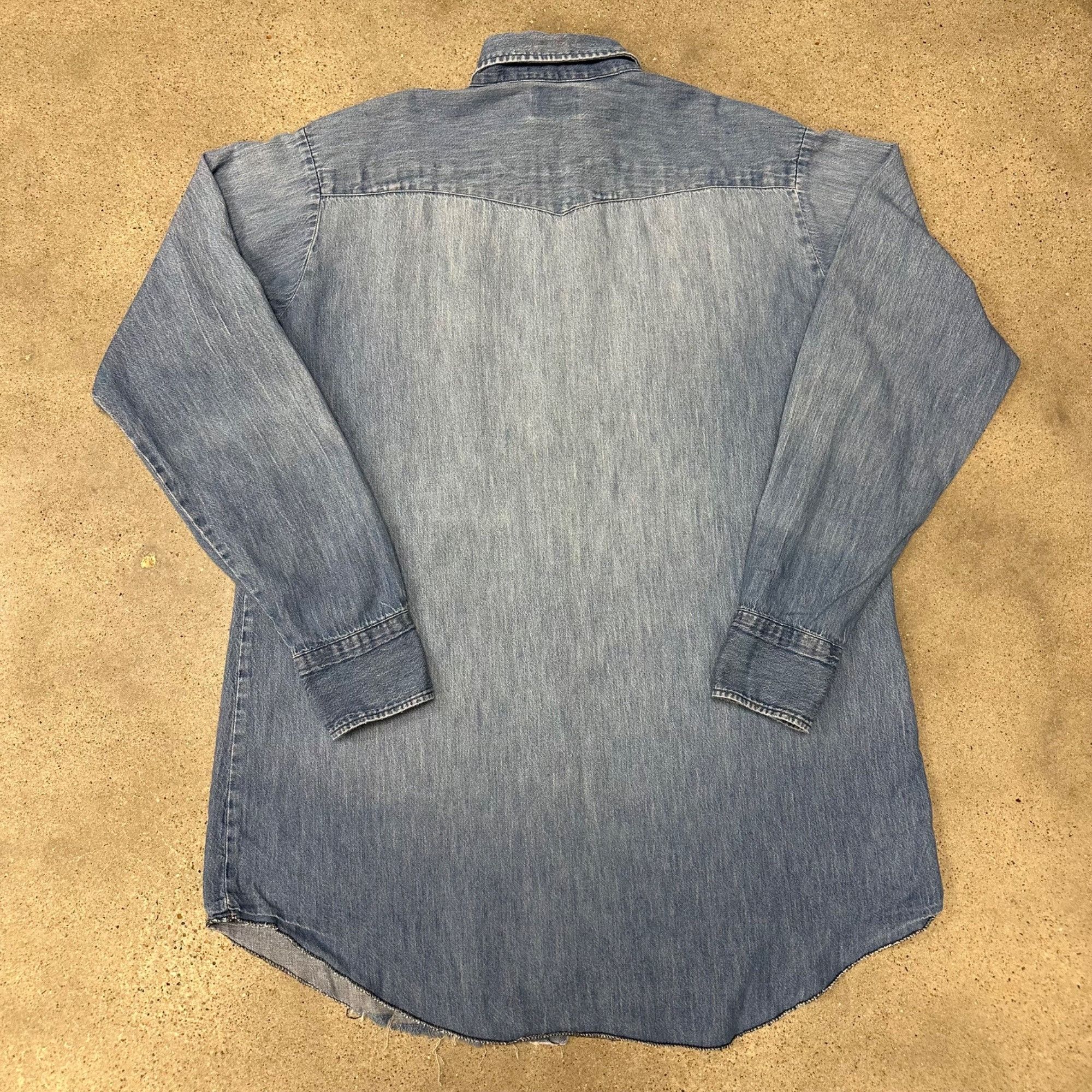 Vintage Vintage Dee Cee Denim Sawtooth Pocket Pearlsnap Western Shir Size US XXL / EU 58 / 5 - 3 Thumbnail