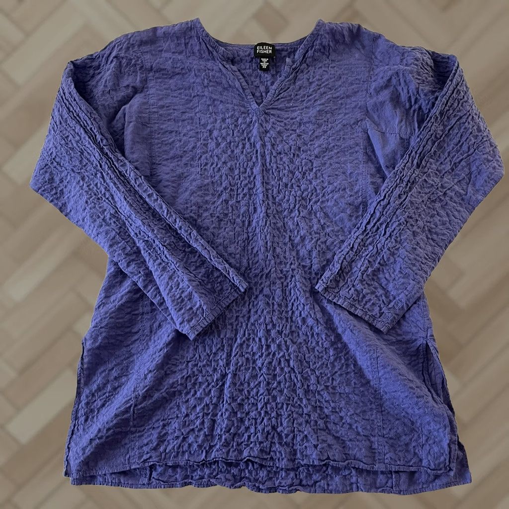 Eileen Fisher Eileen Fisher V-Neck Long Sleeve Tunic Top Womens XS Purple Blouse Shirt V-Neck Tunic White? Size XS / US 0-2 / IT 36-38 - 1 Thumbnail