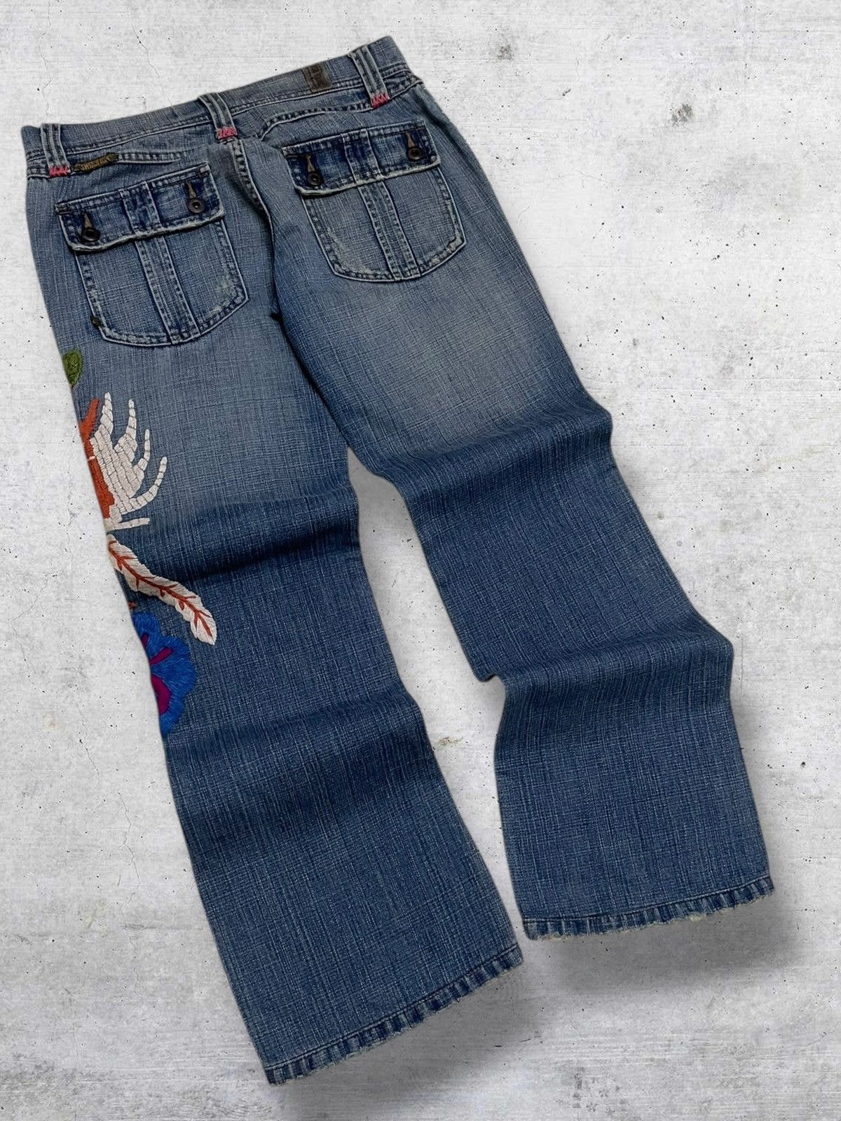 Tornado Mart VINTAGE SWITCH USA 90S OG DESIGNER EMRBOIDERED PHOENIX DENIM Size US 29 - 10 Thumbnail
