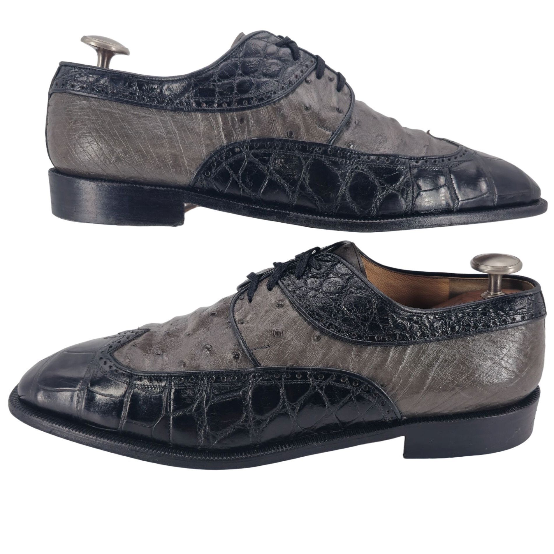 Mauri Mauri Italy Men 15 Exotic Alligator Ostrich Dress Shoe Grey Size US 15 / EU 48 - 4 Thumbnail