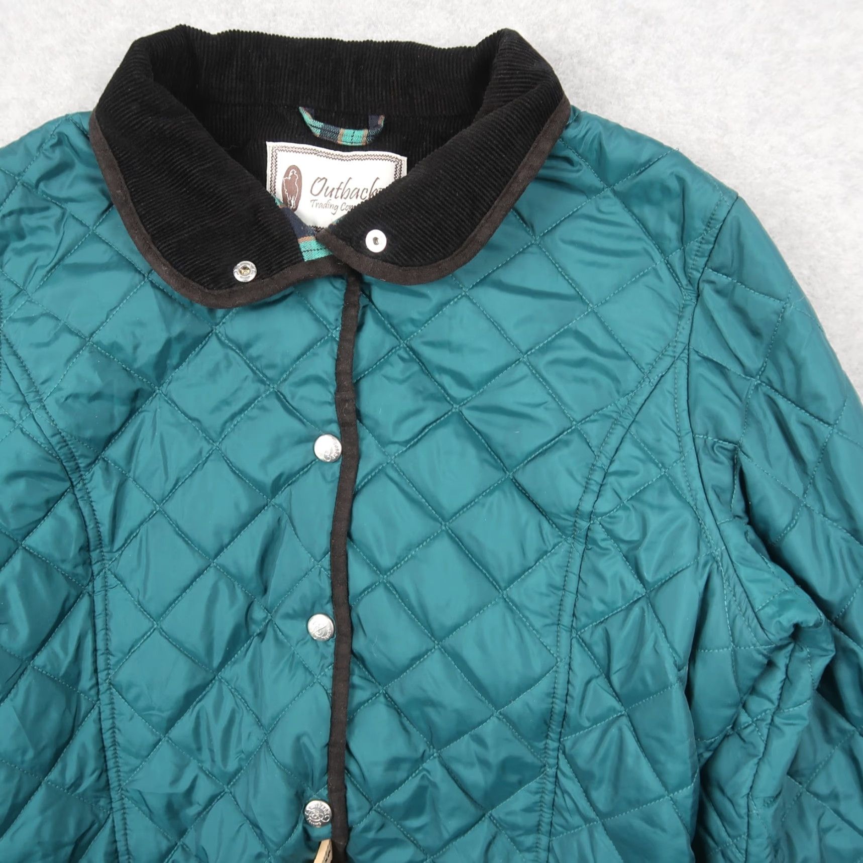 Altea Outback Trading Women’s Barn Coat Puffer Jacket Teal M Medium Preppy Quilted Corduroy Casual Coat Womens Size M / US 6-8 / IT 42-44 - 3 Thumbnail