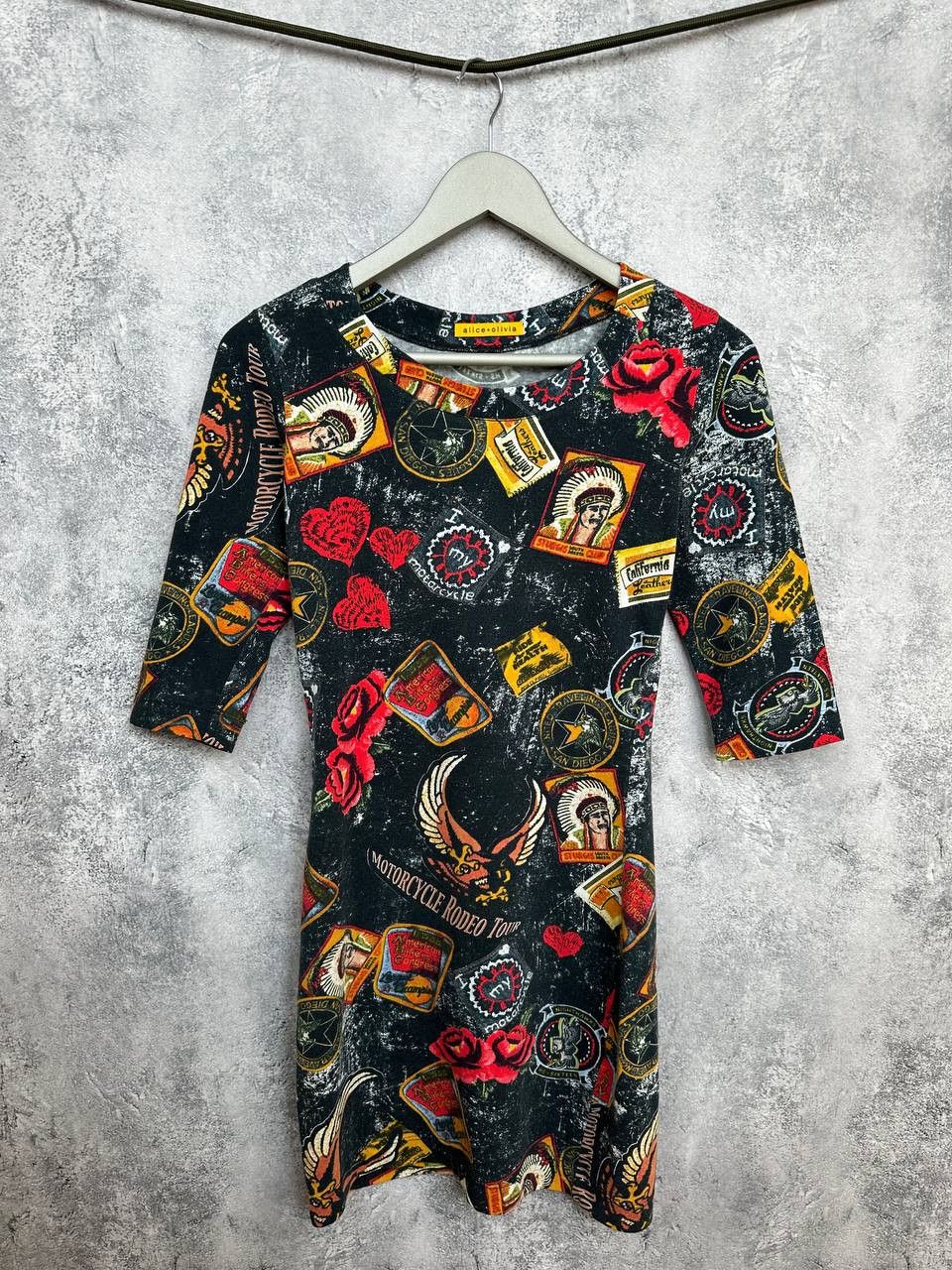 Alice + Olivia Alice + Olivia Motorcycle Rodeo Print Dress Biker Graphic Size S / US 4 / IT 40 - 1 Thumbnail
