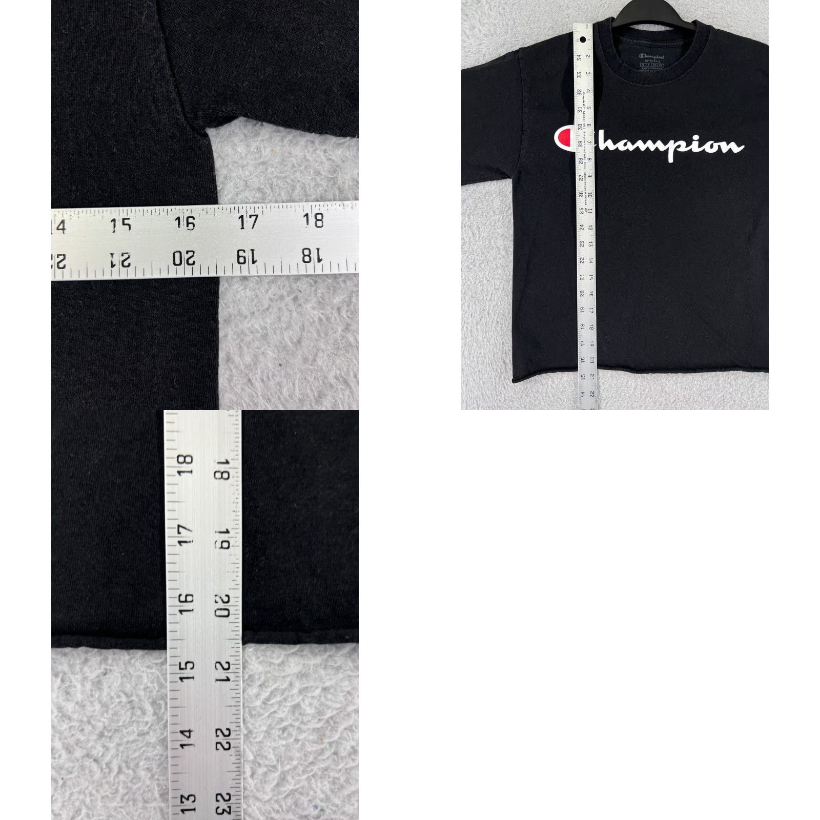 Champion Champion Shirt Womens Small Black Short Sleeve Crop Crew Neck Logo Raw Hem Size S / US 4 / IT 40 - 9 Thumbnail