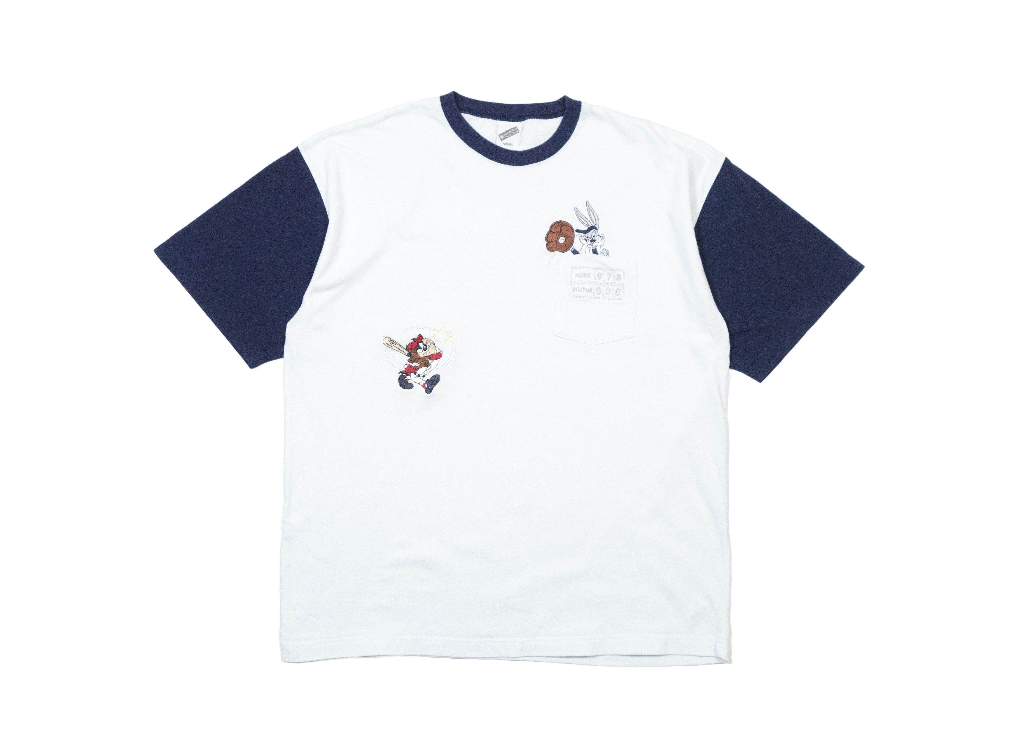 Warner Bros 1999 90s Looney Tunes Bunny & Taz Baseball Pocket T-Shirt Size US L / EU 52-54 / 3 - 1 Thumbnail