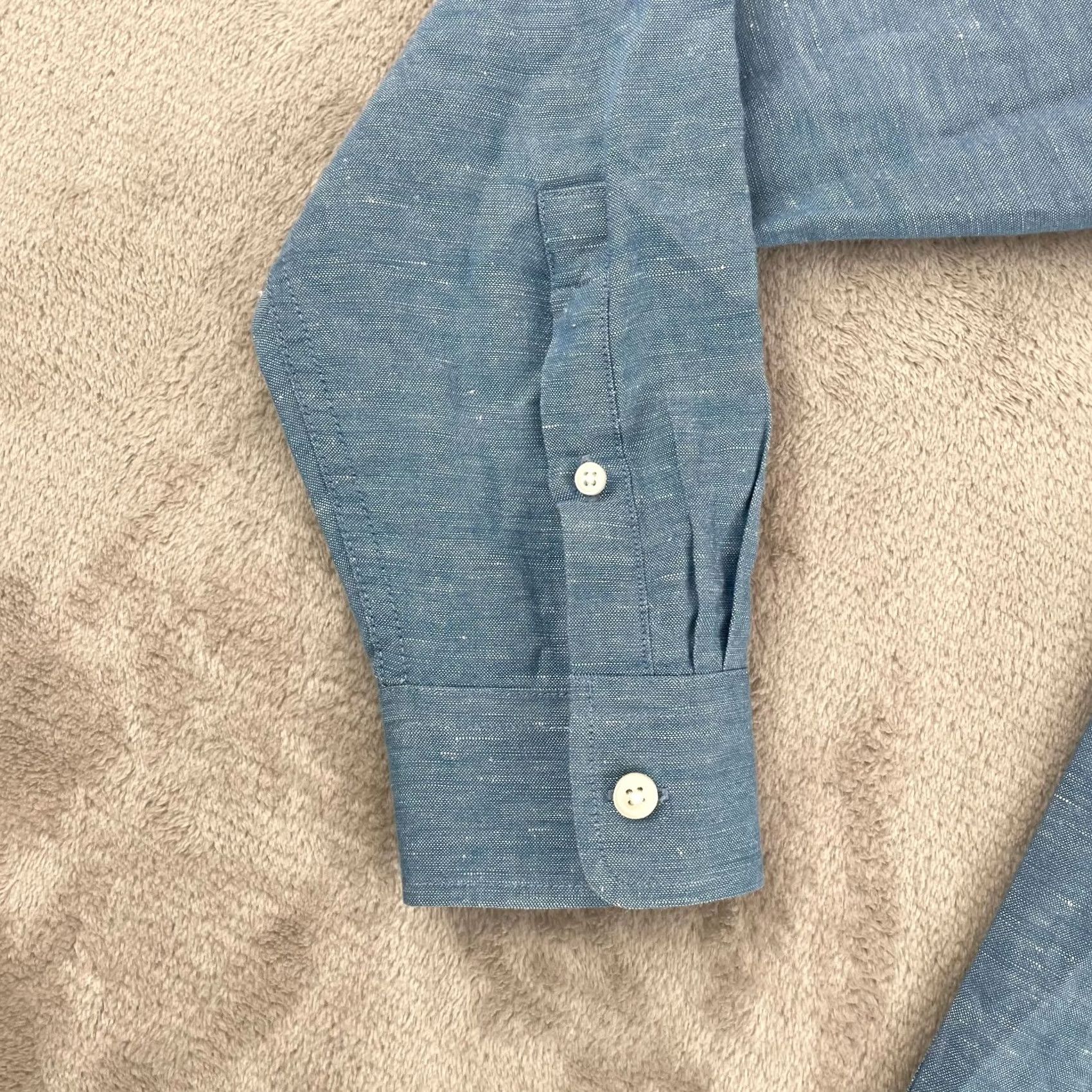 7 For All Mankind VINTAGE Seven For All Mankind Shirt Men Large Blue Linen Blend Long Sleeve Designer NWOT Size US L / EU 52-54 / 3 - 6 Thumbnail
