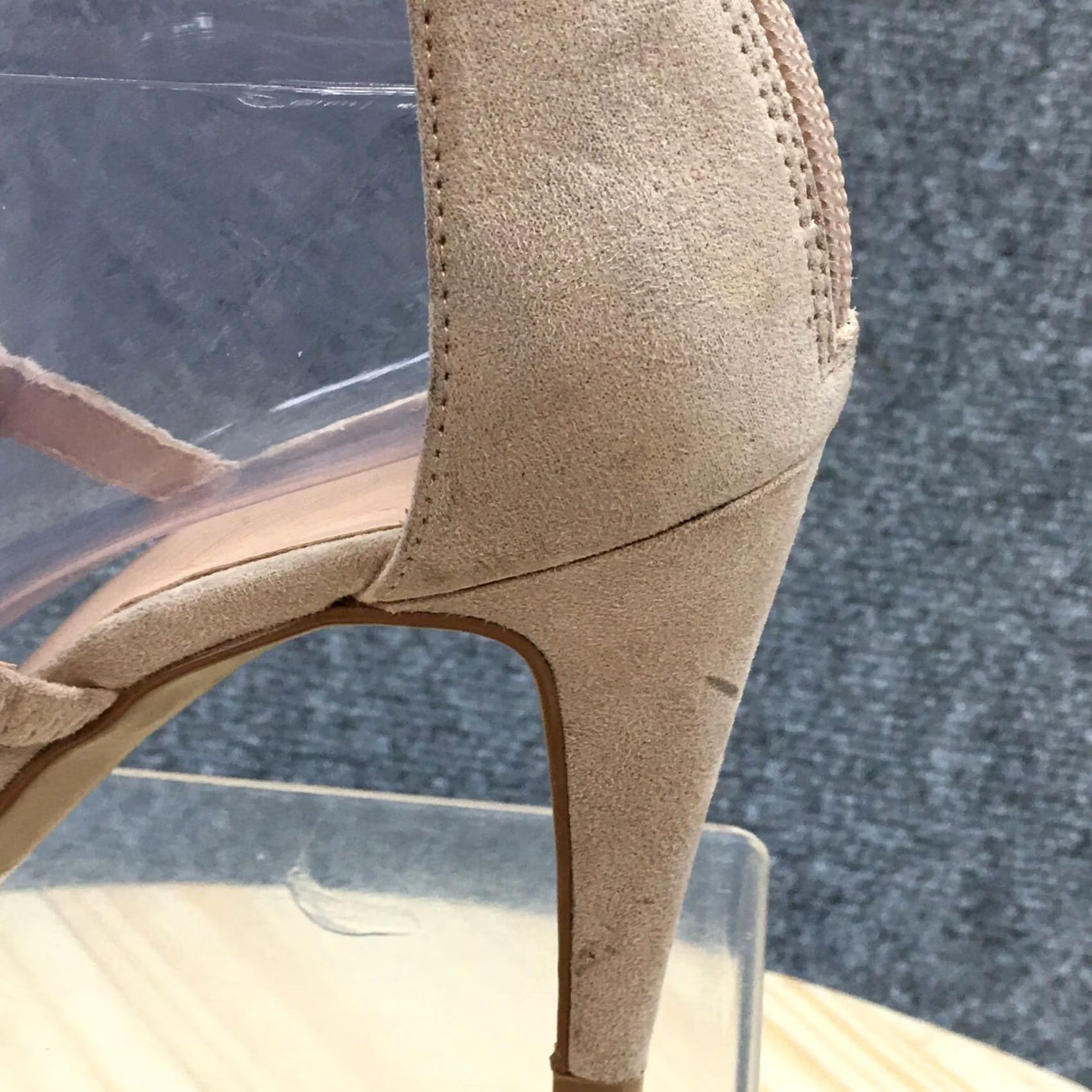Vintage Kelly And Katie Heels Womens 7 Cleo Dress Back Zip Ankle Strappy Brown Fabric Size M / US 6-8 / IT 42-44 - 5 Thumbnail
