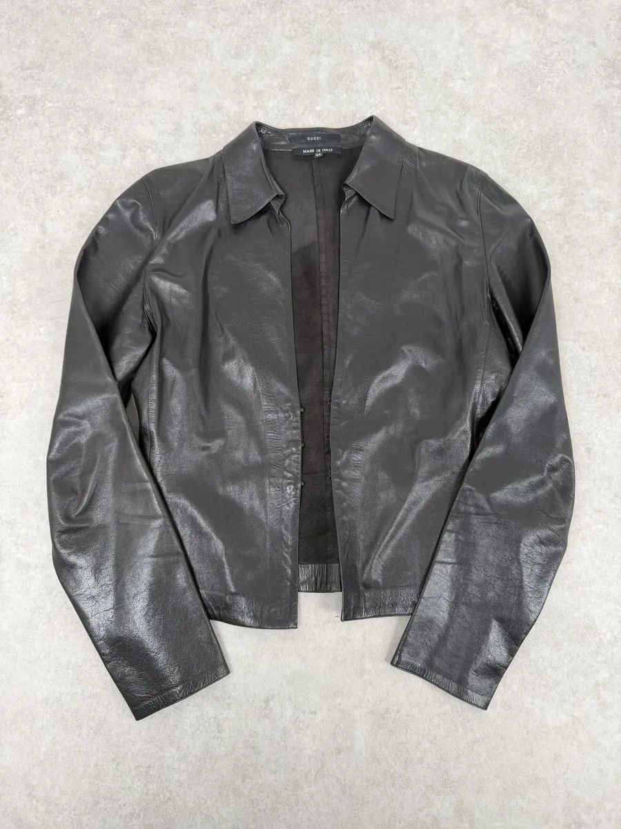 Gucci FW2000 Gucci Black Premium Minimalist Leather Jacket Size M / US 6-8 / IT 42-44 - 4 Thumbnail