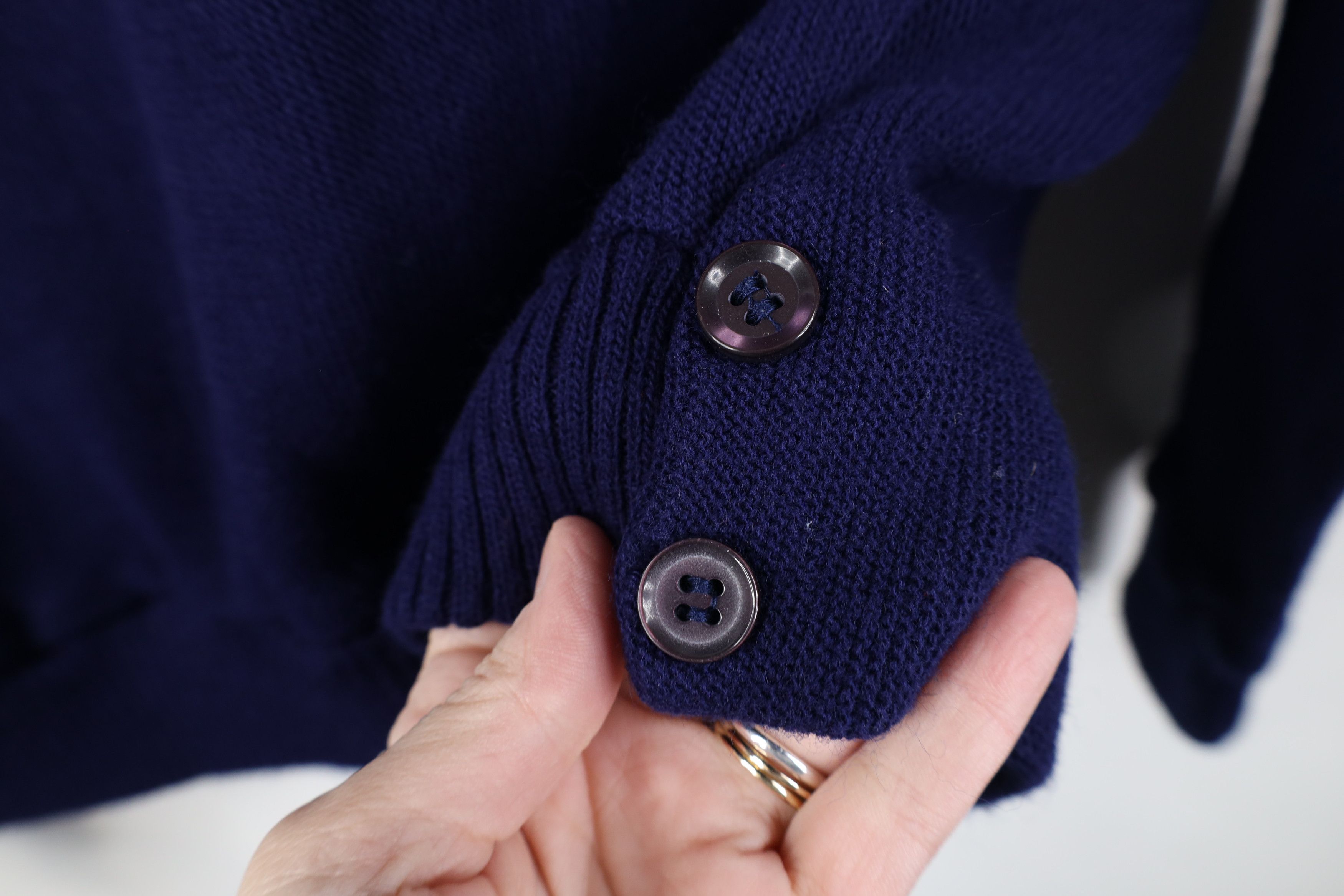 Vintage Vintage 70s Streetwear Blank Knit Cardigan Sweater Blue Size L / US 10 / IT 46 - 11 Thumbnail