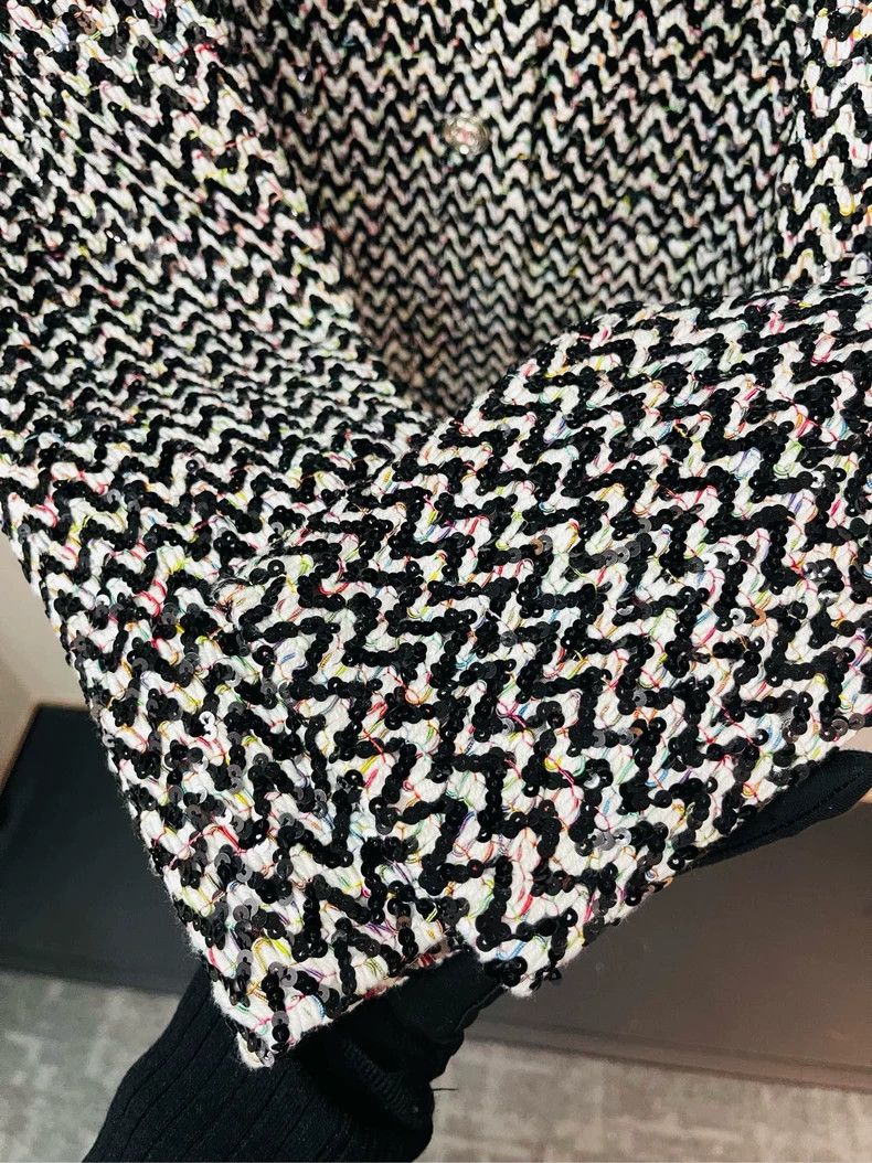 Chanel Chanel 23A black and white full sequin color thread braided Size XS / US 0-2 / IT 36-38 - 3 Thumbnail