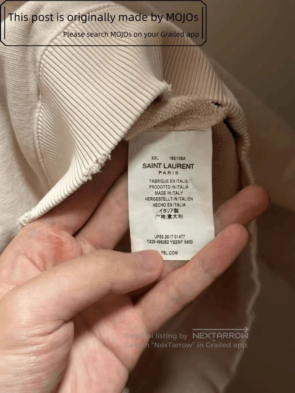 Saint Laurent Paris Saint Laurent Paris Front Logo Light Pink Sweatshirt mojos1 Size US XXL / EU 58 / 5 - 8 Thumbnail