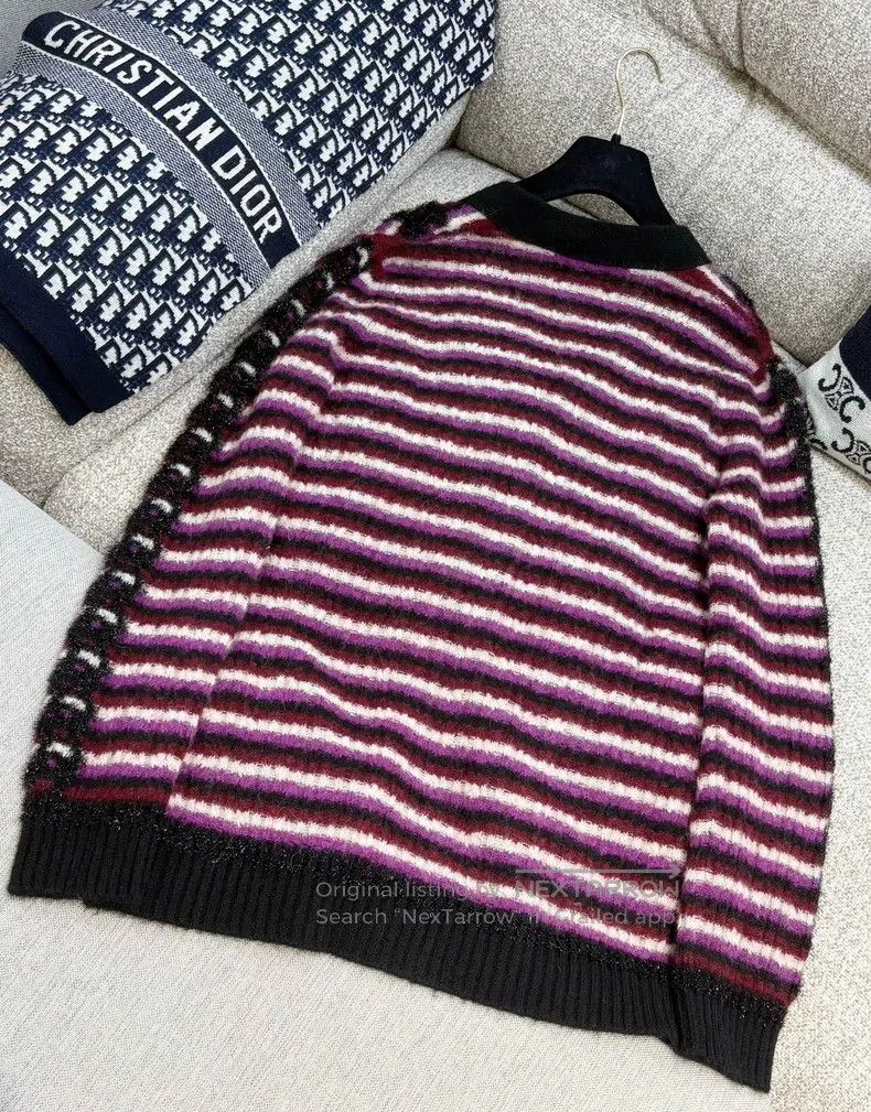 Chanel Chanel 23B Autumn and Winter Preview Series Purple Striped Size S / US 4 / IT 40 - 4 Thumbnail