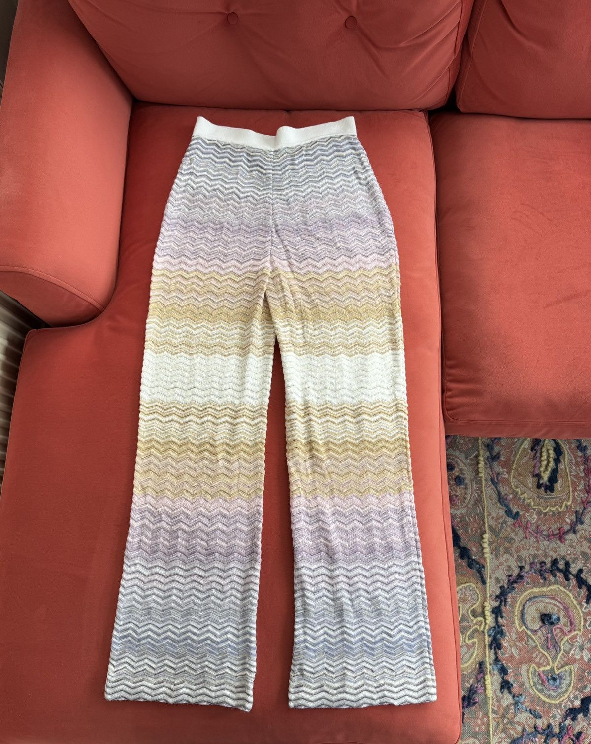 Missoni Missoni NEW zigzag knit pants, purple/beige, size L int Size 30" / US 8 / IT 44 - 9 Thumbnail
