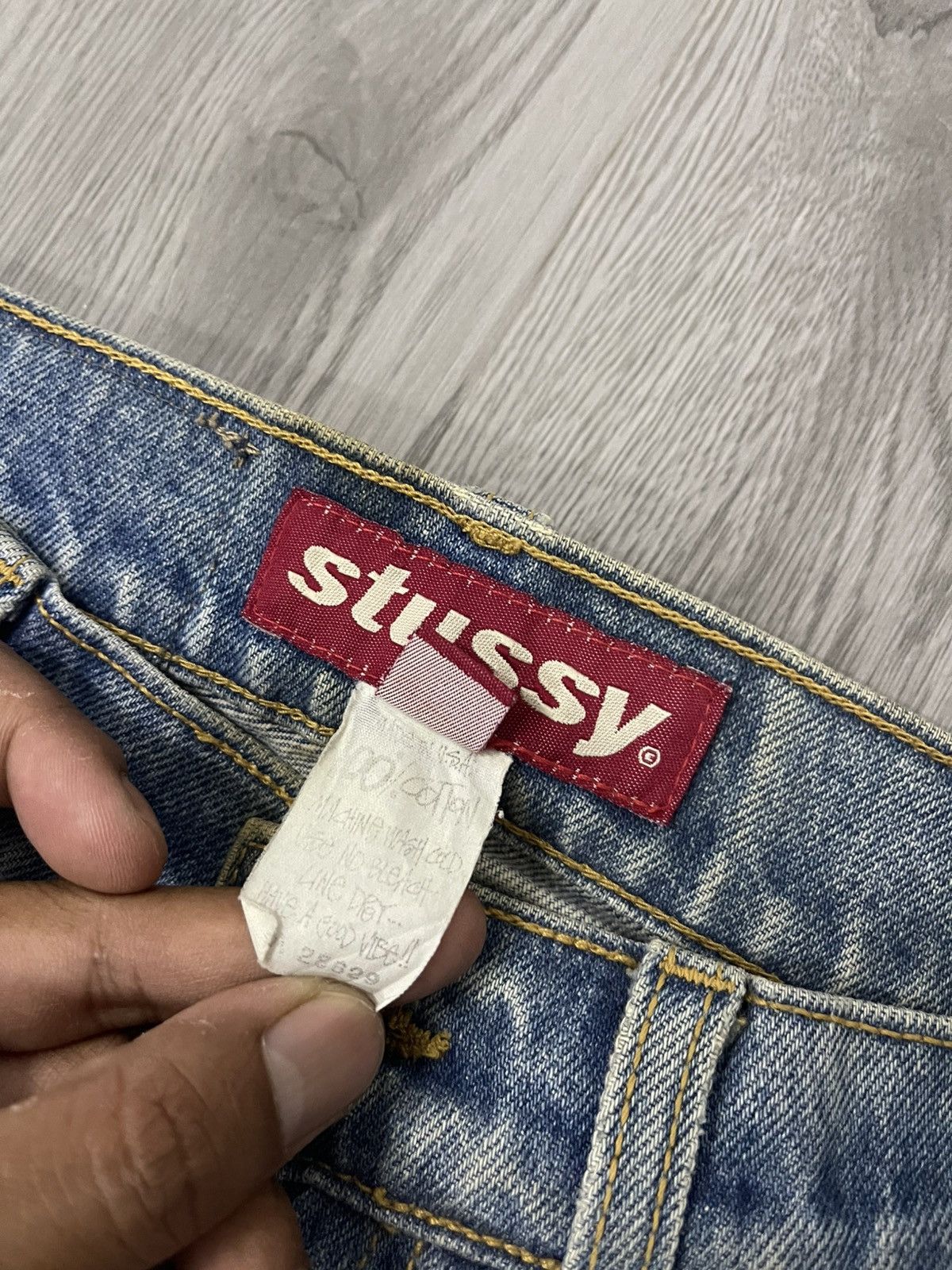 Stussy × Vintage Rip distressed rework Stussy denim Size US 33 - 5 Thumbnail