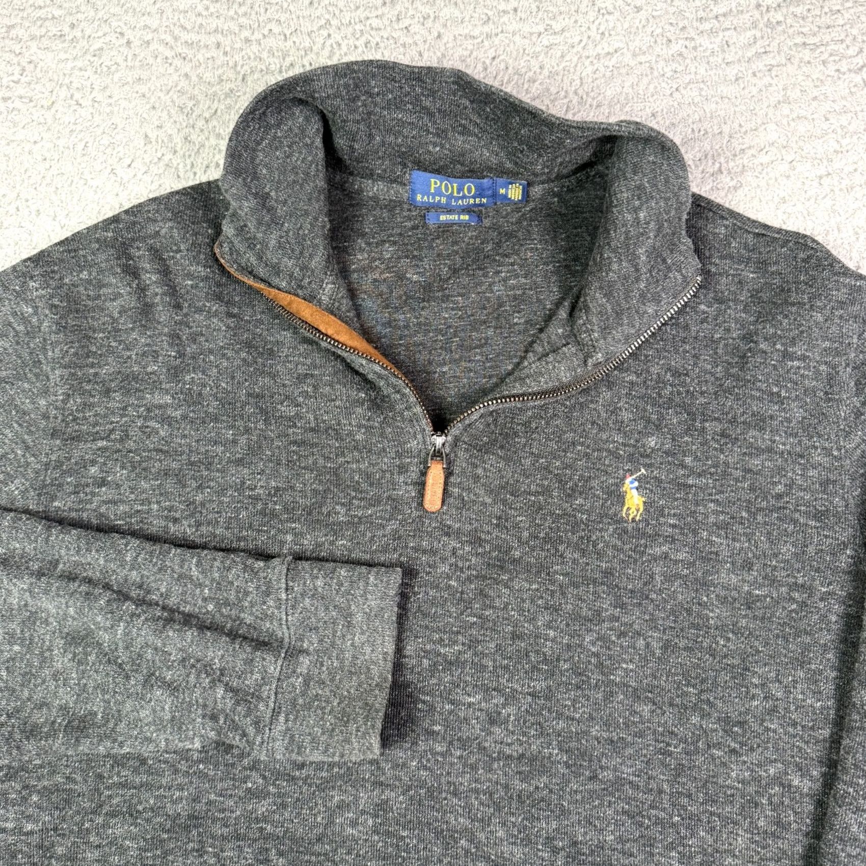 Polo Ralph Lauren VINTAGE Polo Ralph Lauren Sweater Mens M Gray Zip Pullover Estate Rib Flesh Pony Size US M / EU 48-50 / 2 - 2 Thumbnail