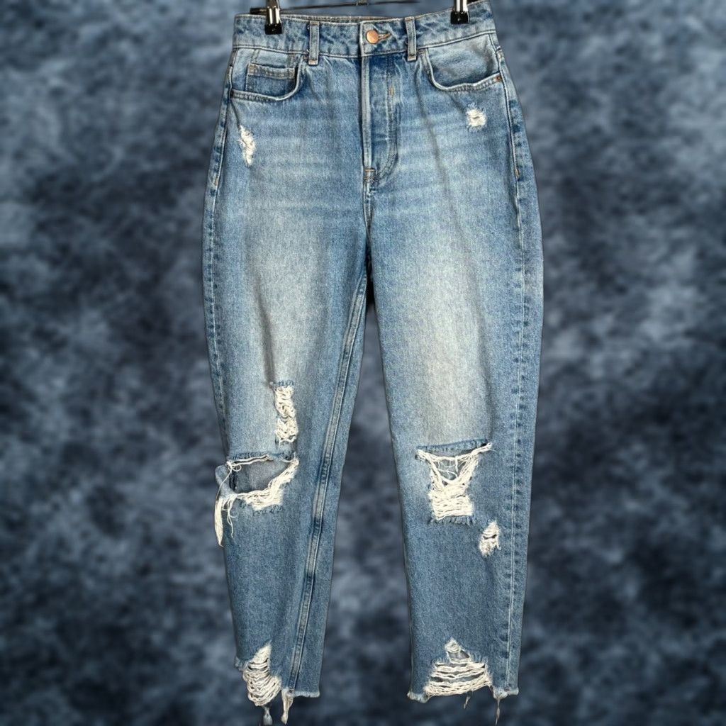 Zara ZARA Denim Jeans Distressed High-Waist 25" Inseam 25" Regular 2 Adult Womens Blue 90s Style Jeans Mens? Womens Size 26" / US 2 / IT 38 - 1 Thumbnail