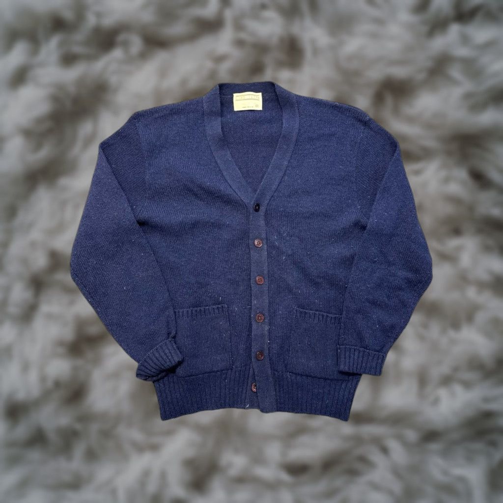 Vintage VINTAGE Lord Jeff Cardigan Sweater Mens M Orlon Acrylic Navy Button Up Size US M / EU 48-50 / 2 - 1 Thumbnail