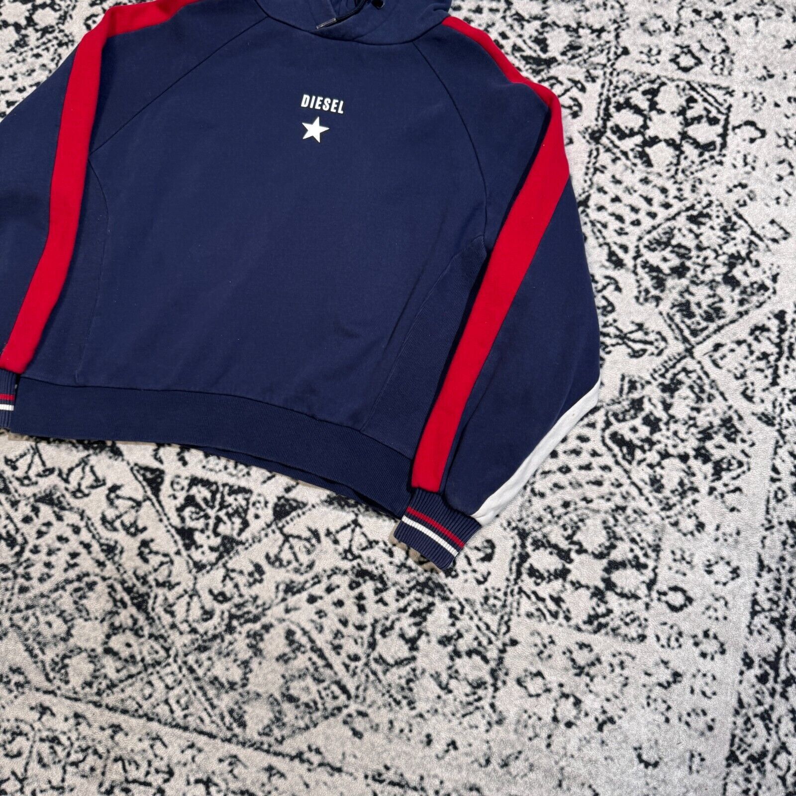 Diesel × Vintage Vintage Diesel Unisex Navy Red White Cotton Hoodie Size Boxy Size US M / EU 48-50 / 2 - 5 Thumbnail
