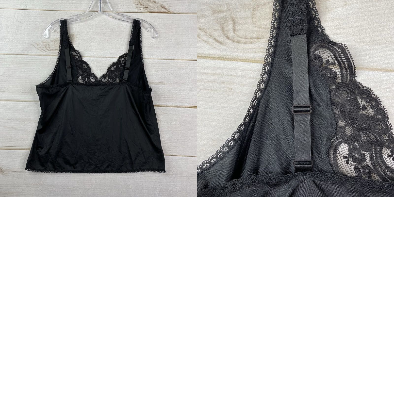 Vintage VINTAGE WonderMaid Camisole Womens 38 Black Satin Lace Tank Spaghetti Adjustable USA Slips Top Shirt Womens Size XS / US 0-2 / IT 36-38 - 8 Thumbnail