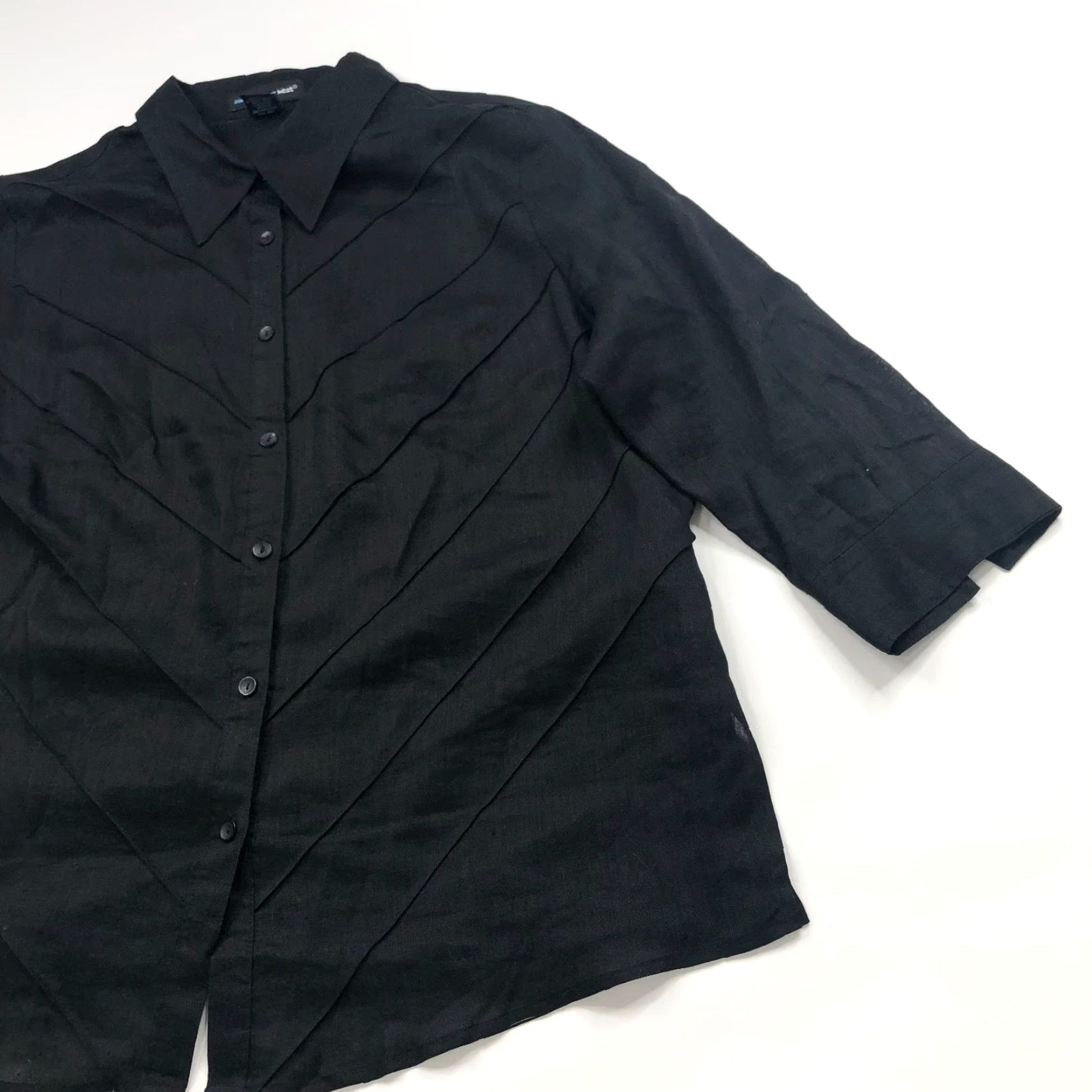 Vintage VINTAGE Saint Tropez West Shirt 1X Long Sleeve Linen Black Striped Button-Up Womens Plus Size XL / US 12-14 / IT 48-50 - 2 Thumbnail