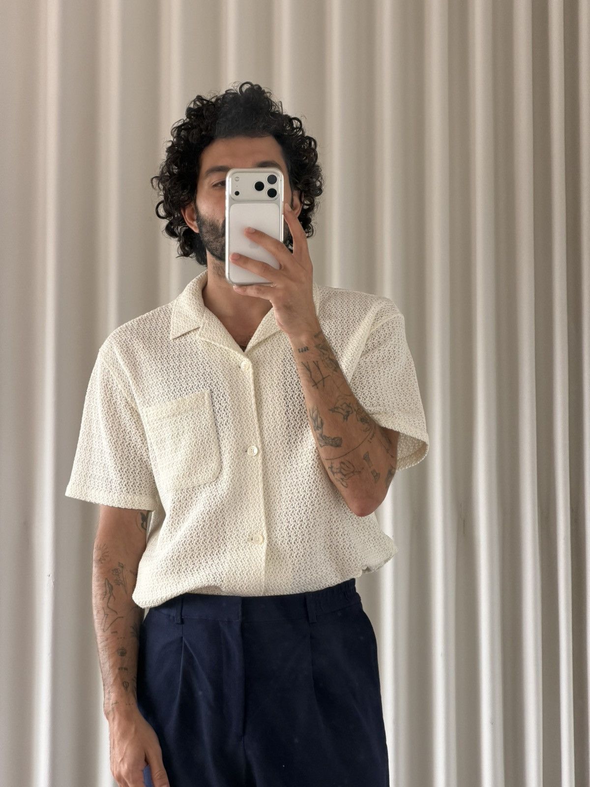 Frame Frame Cream Knit Short Sleeve Shirt Size US S / EU 44-46 / 1 - 1 Thumbnail