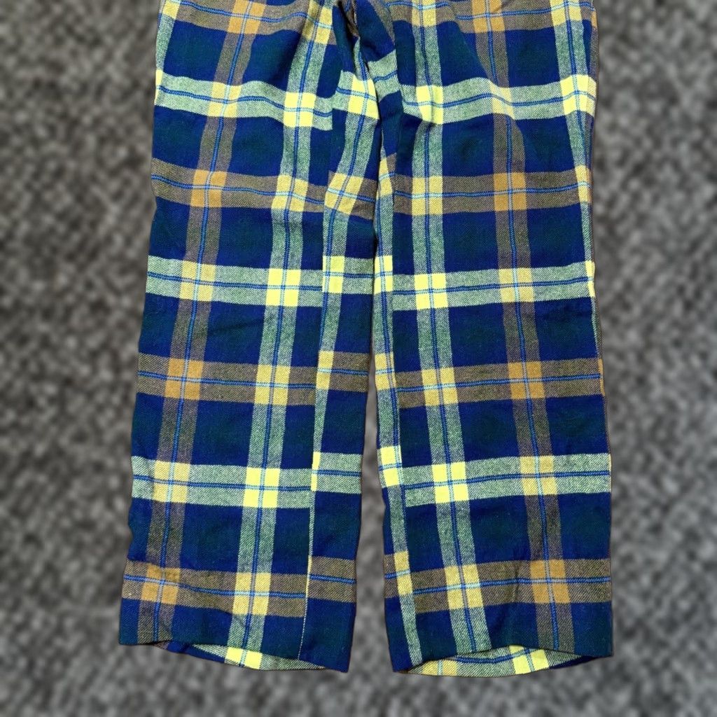 Nordstrom VINTAGE Corbin LL30 Mens Pants 32 x 30 Wool Plaid Retro Navy Blue Chino Classic Bootcut Size US 32 / EU 48 - 1 Thumbnail
