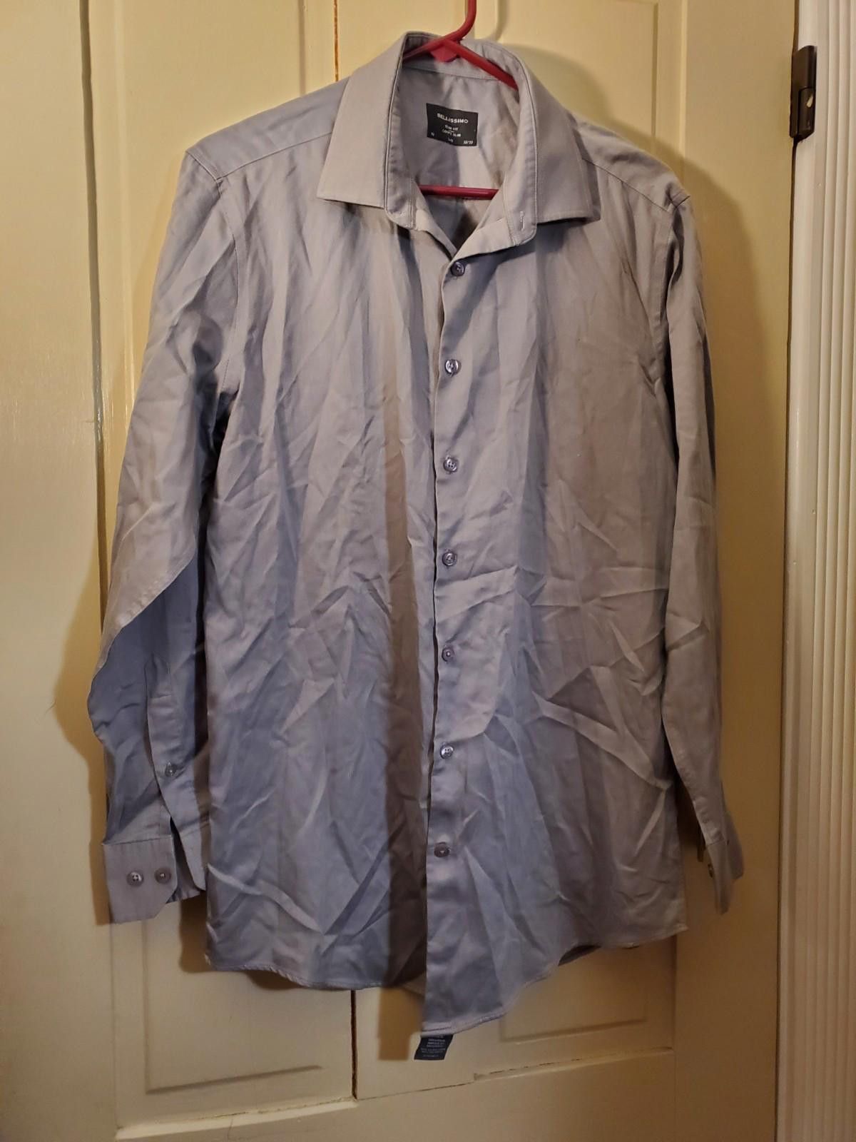 Designer Bellissimo Men's LS Dress / Casual Shirt Size 16 1/2 T 34/35 Size 38R - 1 Thumbnail