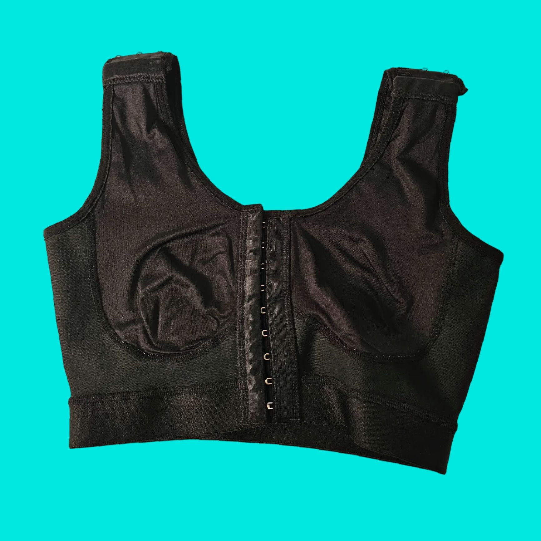Vintage Wireless Post Surgery Sport Bra Shapewear Chest Strap Black S Womens