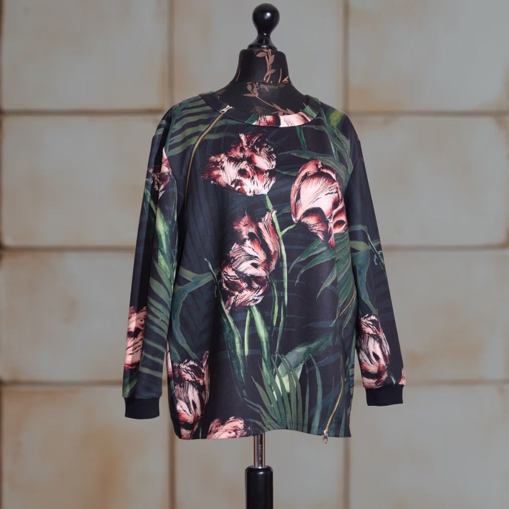 Ted Baker Ted Baker London Errin Womens Floral Print Sweatshirt Crew Neck Green One Size Size ONE SIZE - 1 Thumbnail