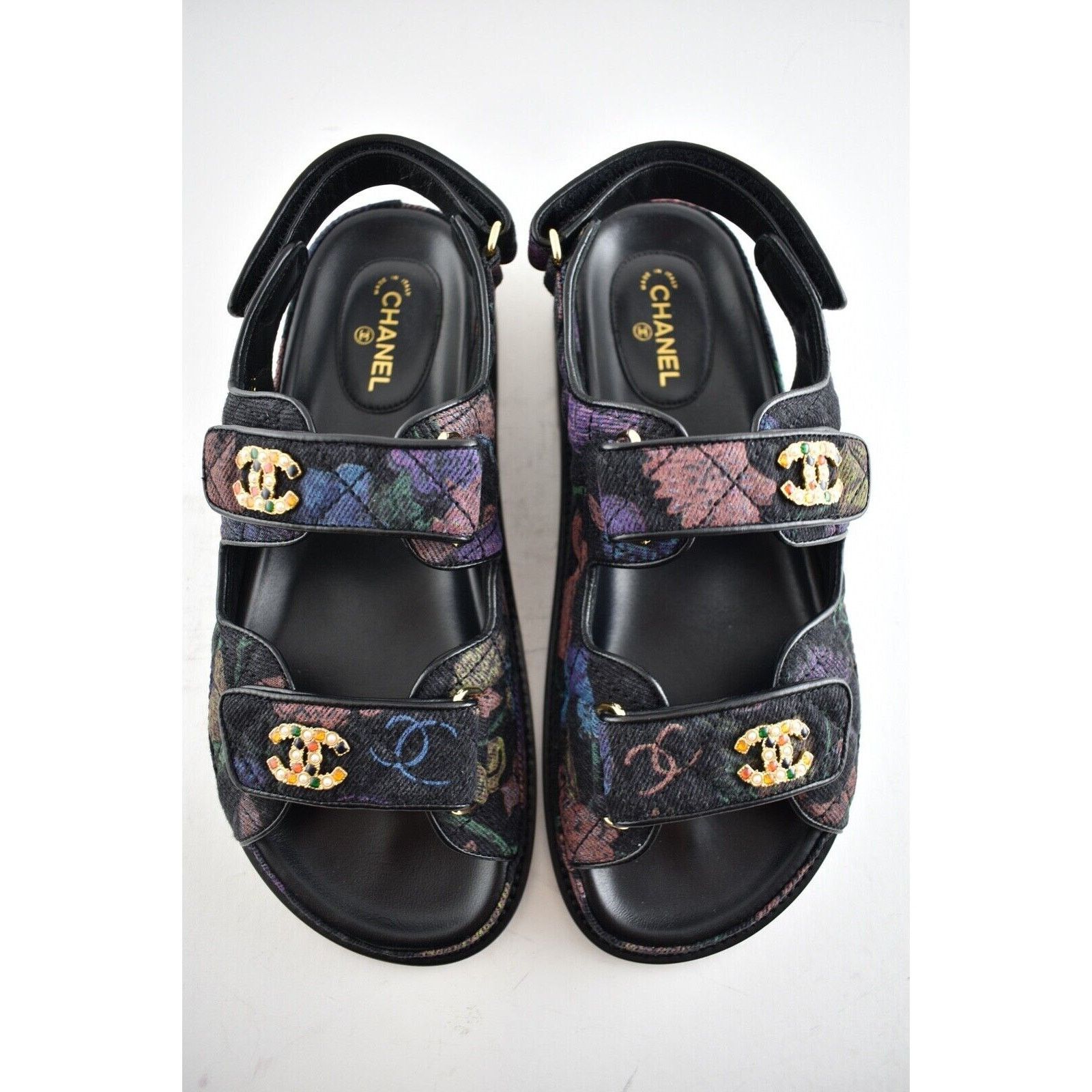 Chanel Chanel 21A Black Denim Graffiti CC Logo Mule Slide Strap Size US 8.5 / IT 38.5 - 8 Thumbnail