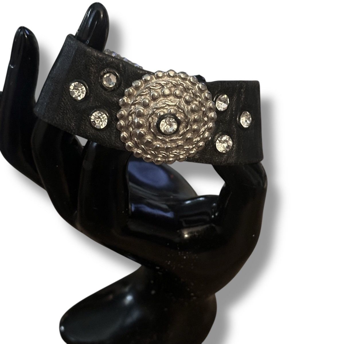Other Wide leather medallion rhinestone bracelet Size ONE SIZE - 2 Thumbnail