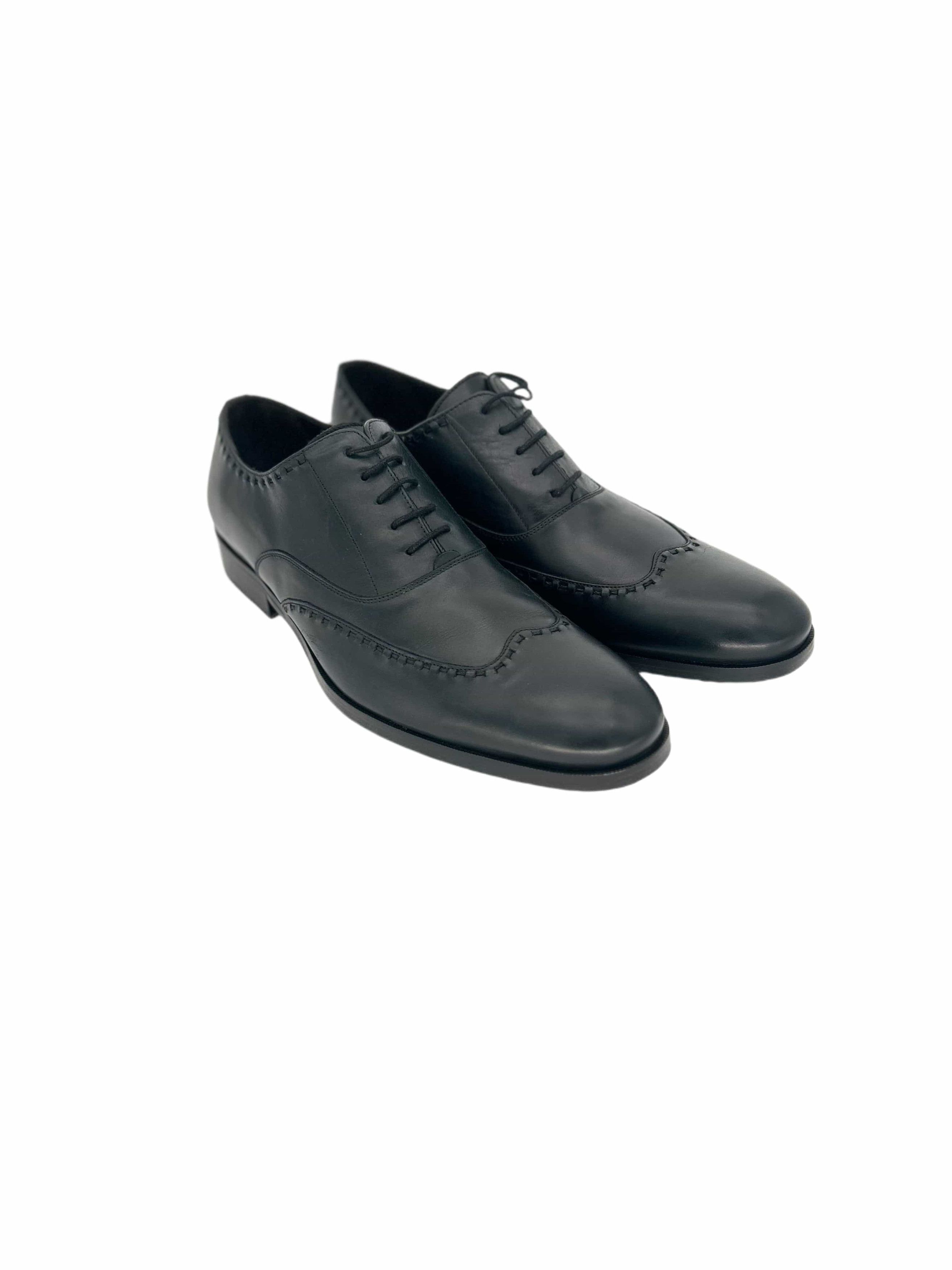 Lanvin Lanvin Black Leather Contemporary Brogue Shoes Size US 11 / EU 44 - 1 Thumbnail