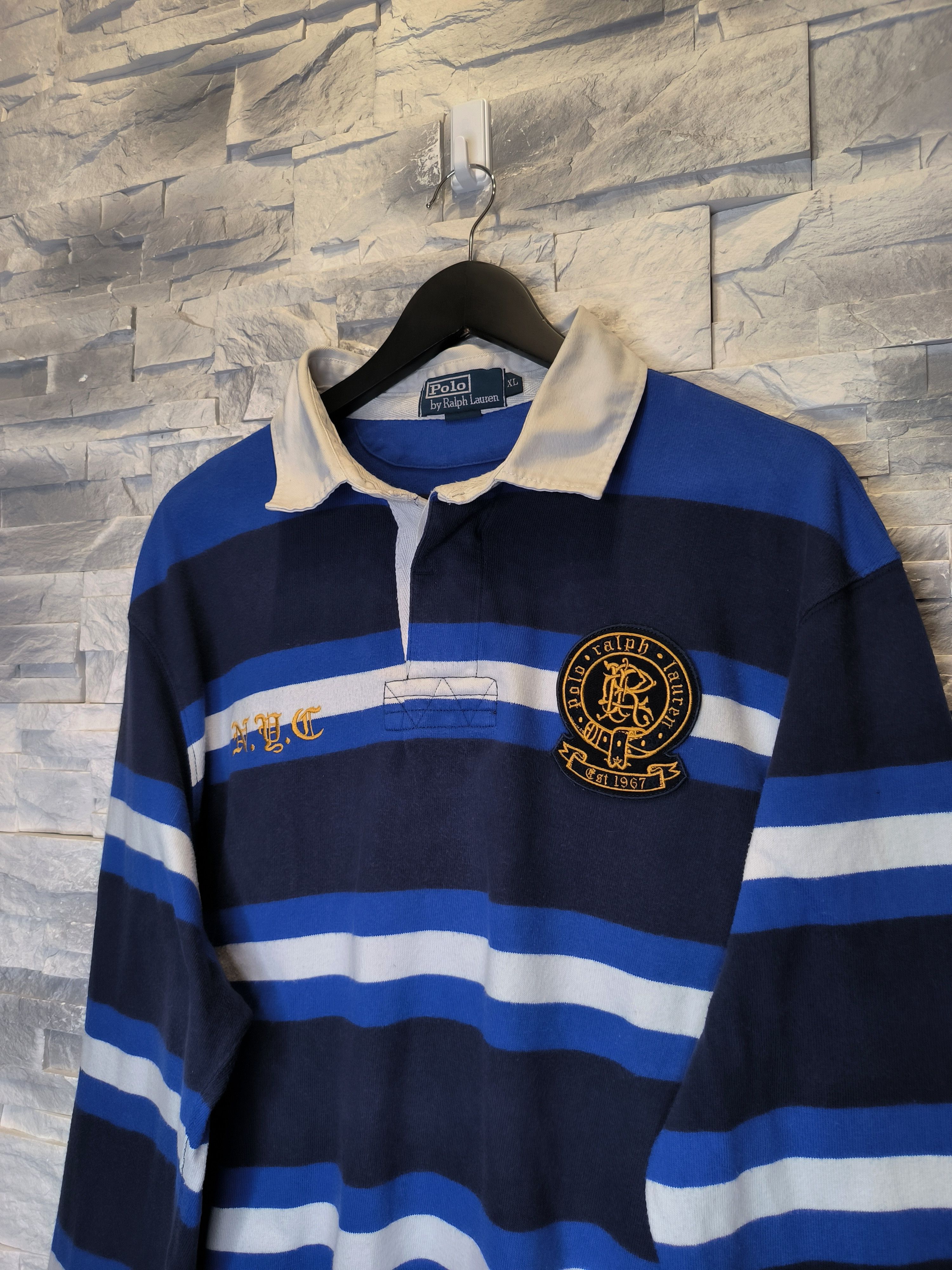 Polo Ralph Lauren Vintage Polo Ralph Lauren Sweatshirt Rugby Striped 90s Size US XL / EU 56 / 4 - 2 Thumbnail