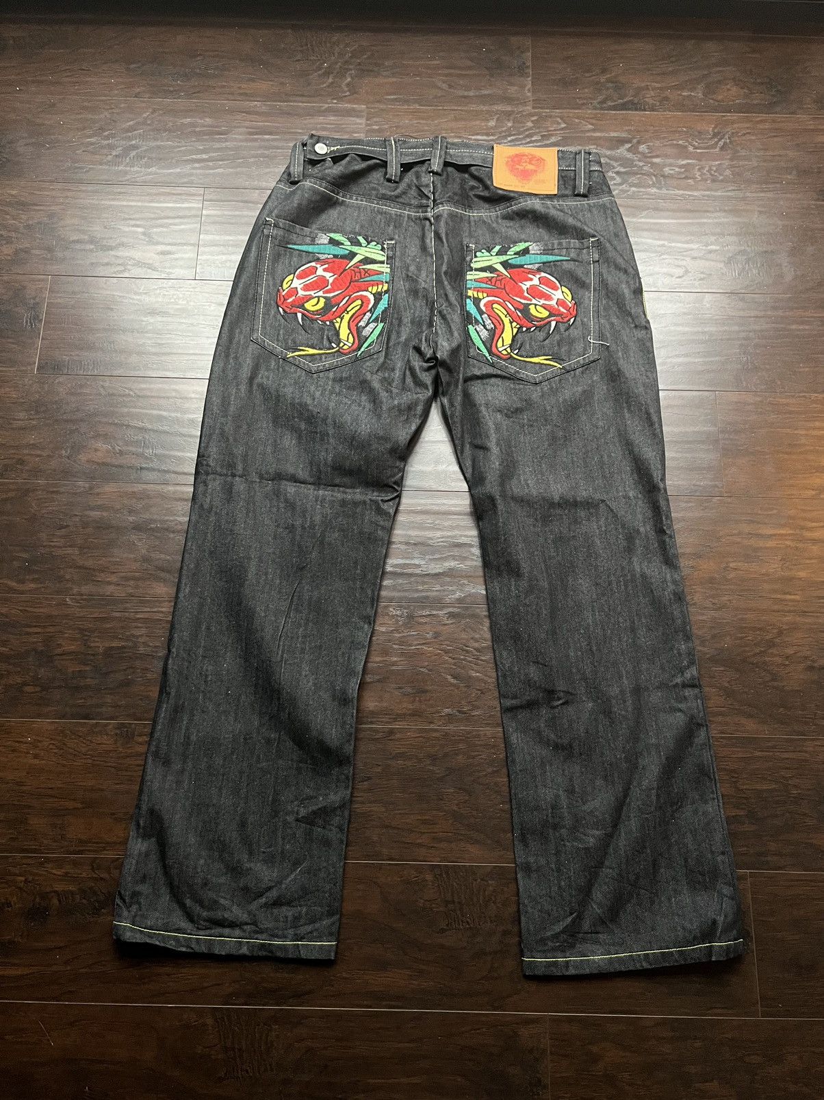 image of Ed Hardy Snake Jeans in Black, Men's (Size 40)